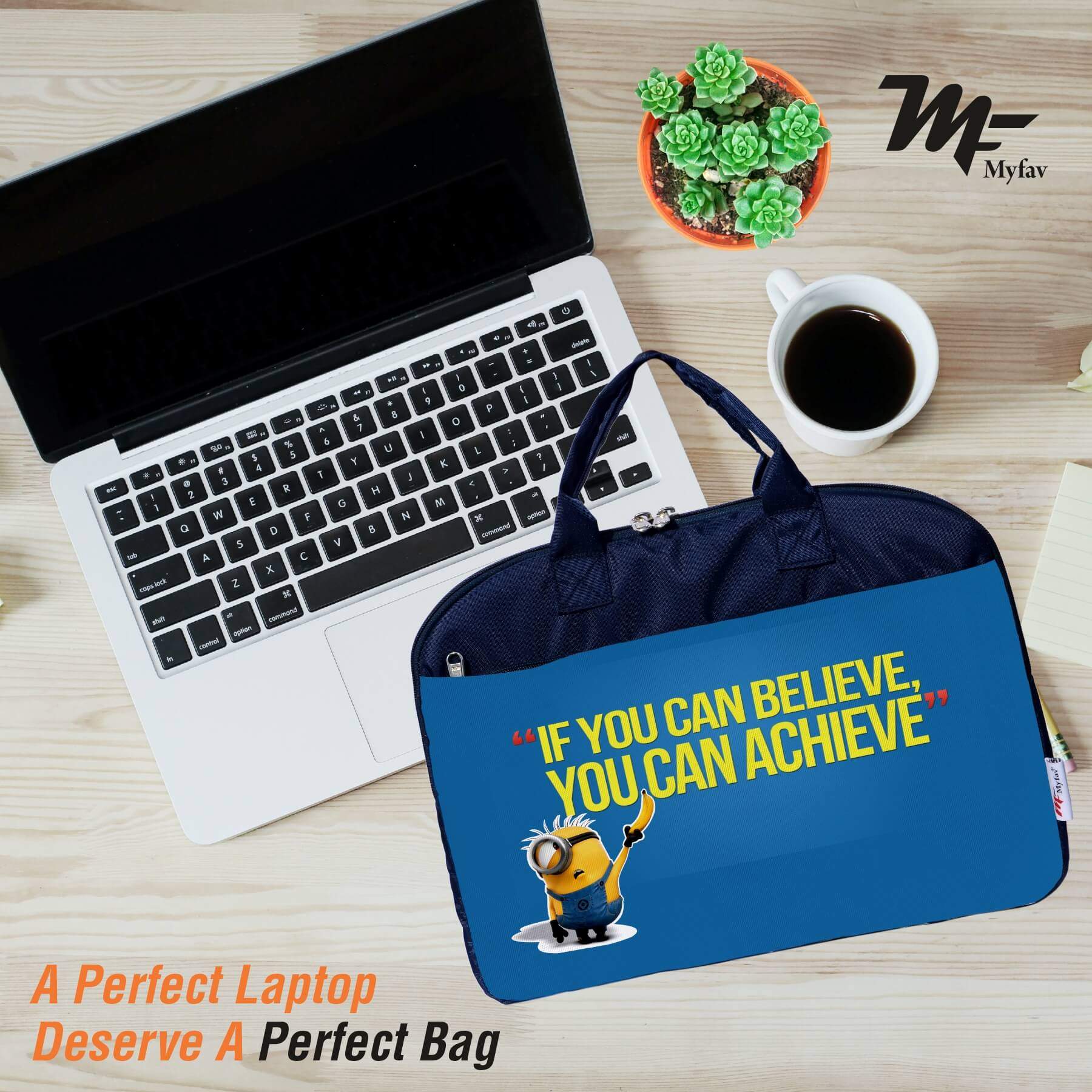 My Fav Blue Motivational Quote Office Laptop Briefcase Bag 15.6 Inch for Women and Men
