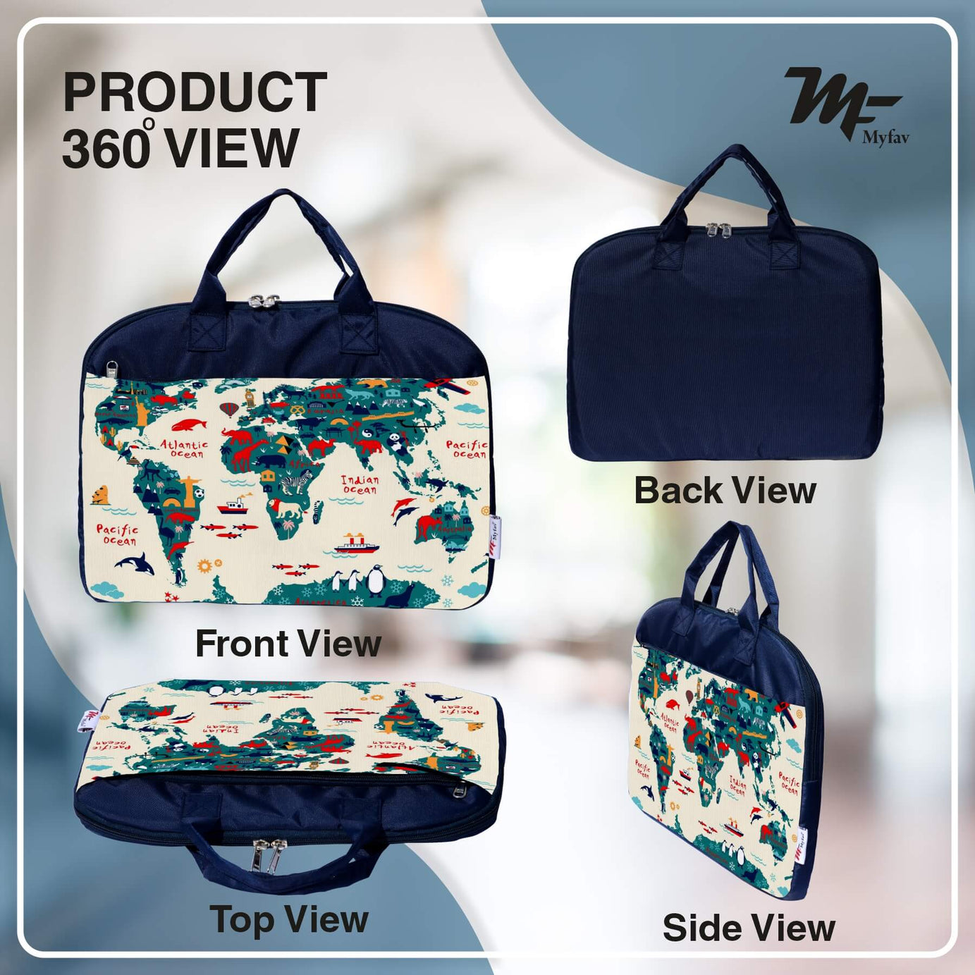 My Fav Ocean Map Office Laptop Bag Briefcase 15.6 Inch for Women and Men