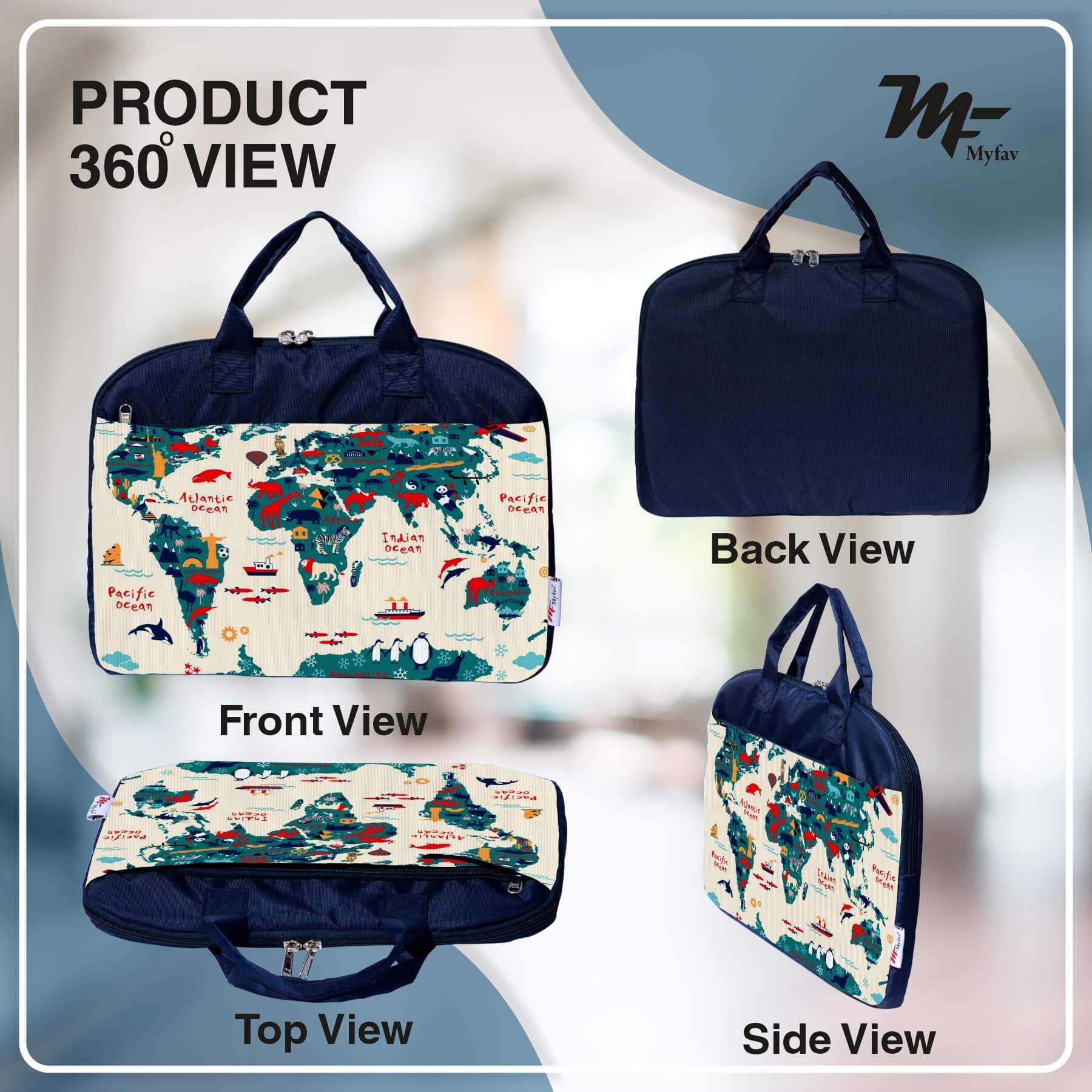 My Fav Ocean Map Office Laptop Bag Briefcase 15.6 Inch for Women and Men