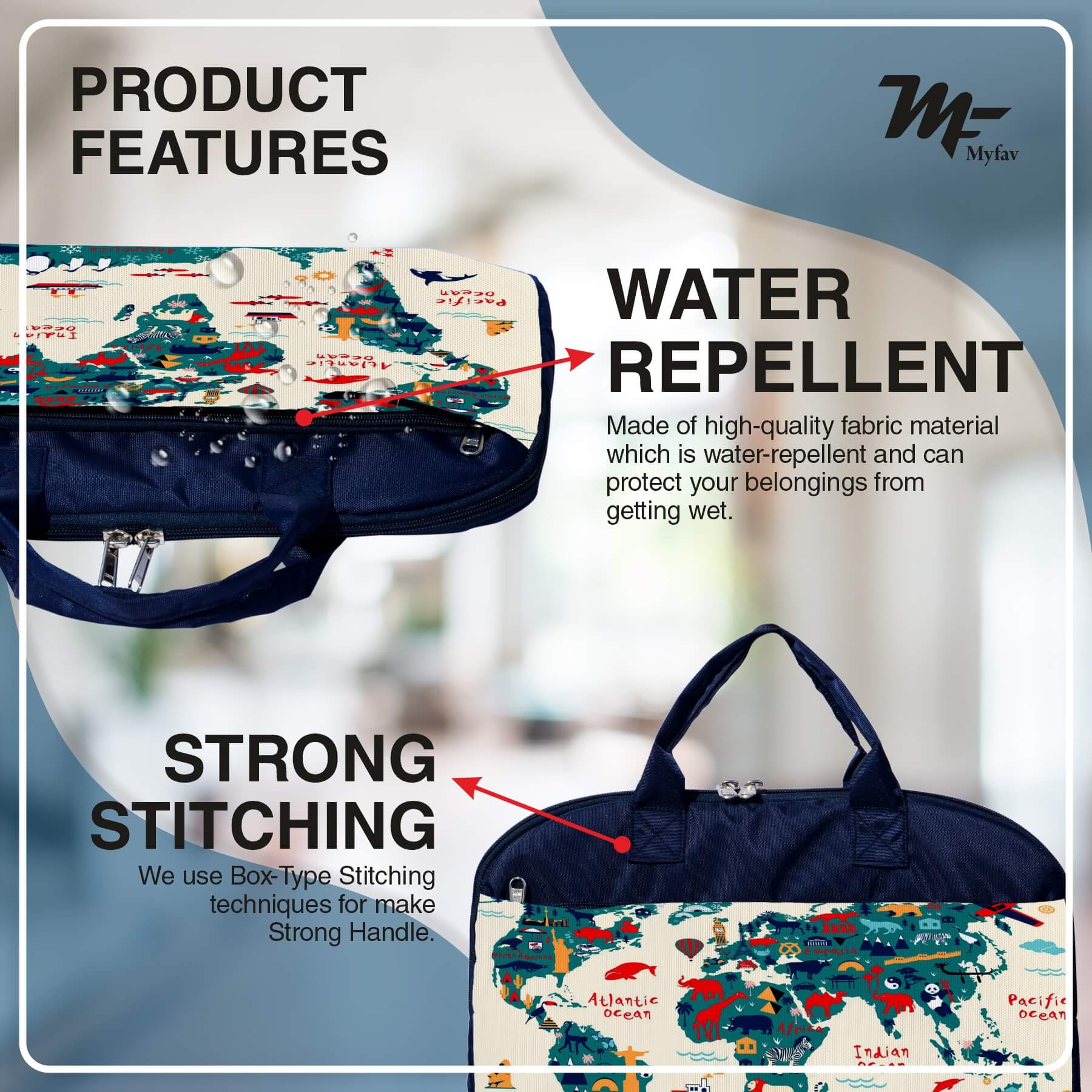 My Fav Ocean Map Office Laptop Bag Briefcase 15.6 Inch for Women and Men