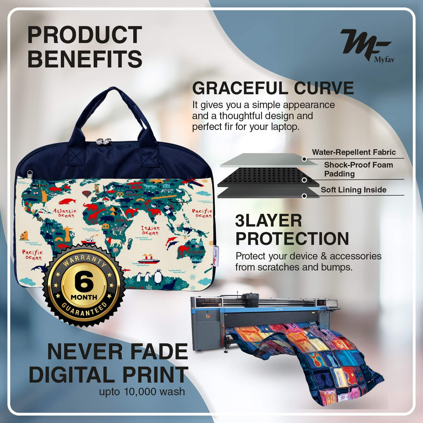 My Fav Ocean Map Office Laptop Bag Briefcase 15.6 Inch for Women and Men