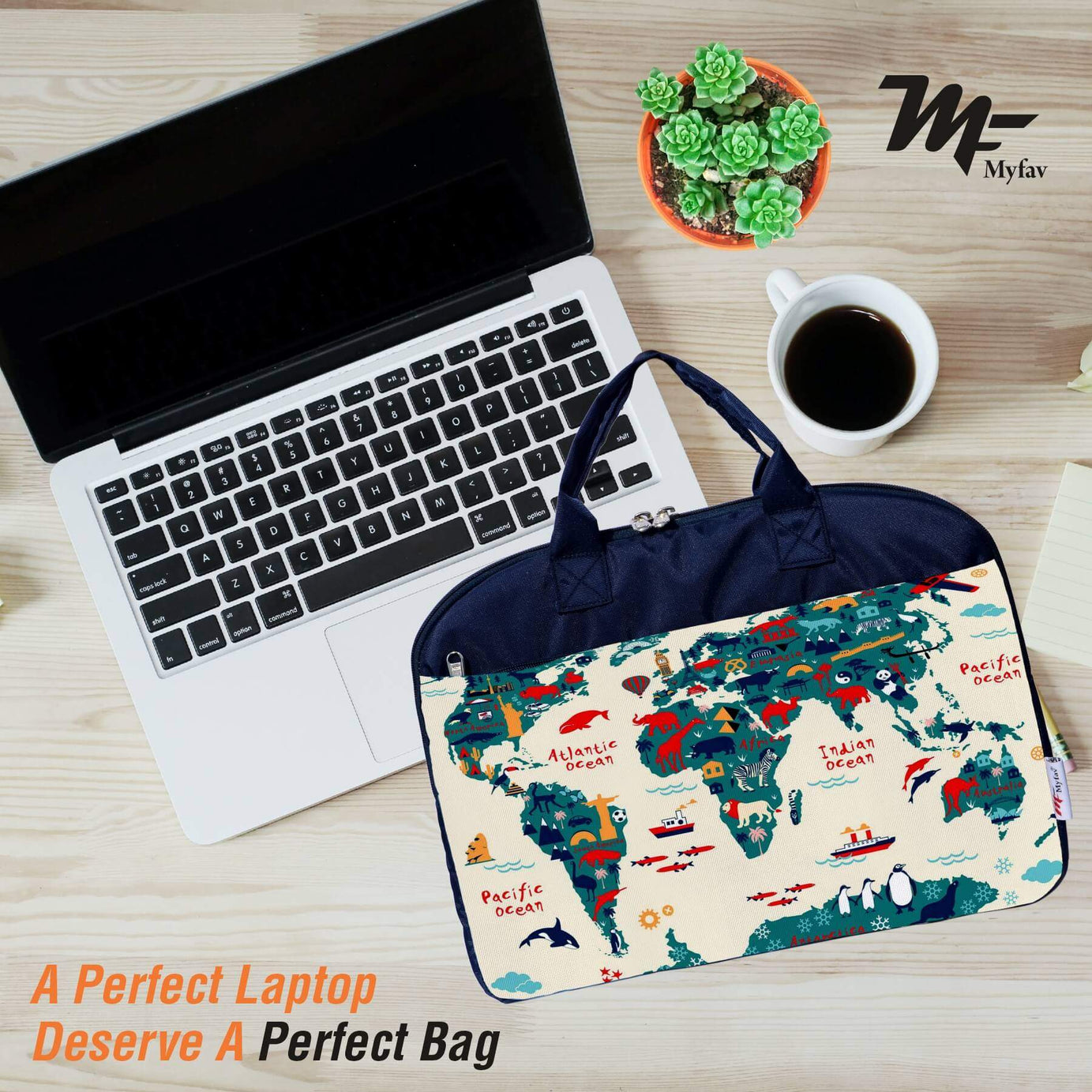 My Fav Ocean Map Office Laptop Bag Briefcase 15.6 Inch for Women and Men