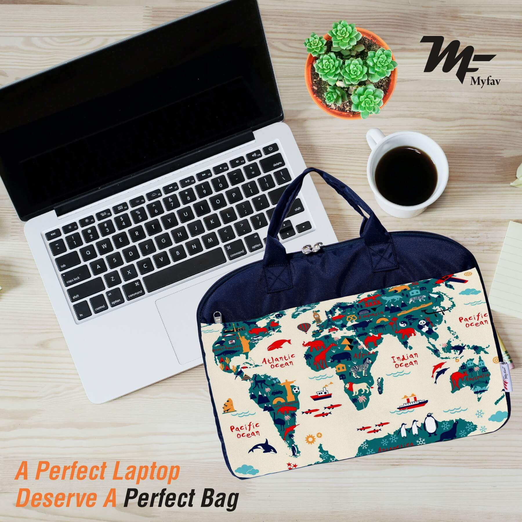 My Fav Ocean Map Office Laptop Bag Briefcase 15.6 Inch for Women and Men