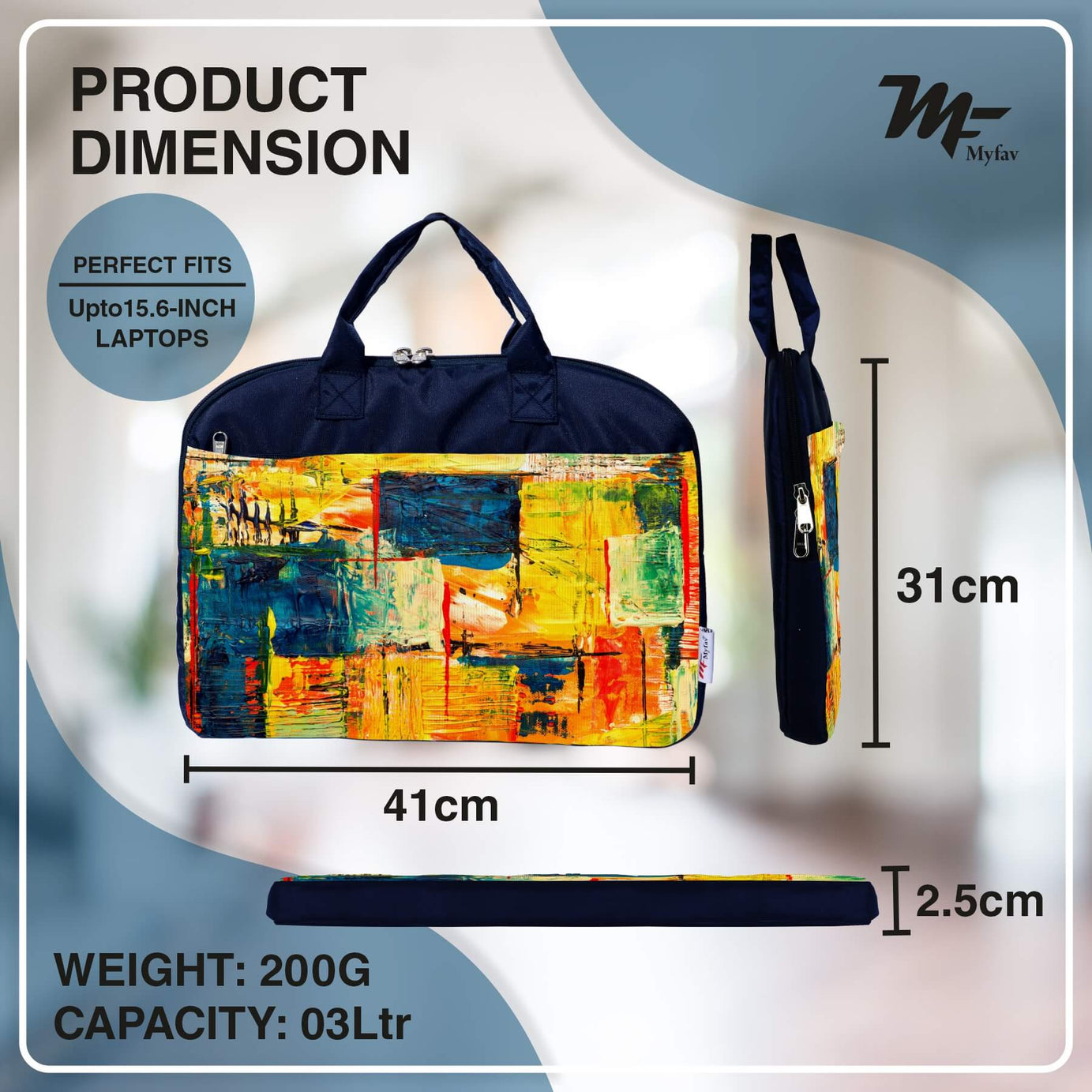 My Fav Modern Art Print Office Laptop Bag Briefcase 15.6 Inch for Women and Men