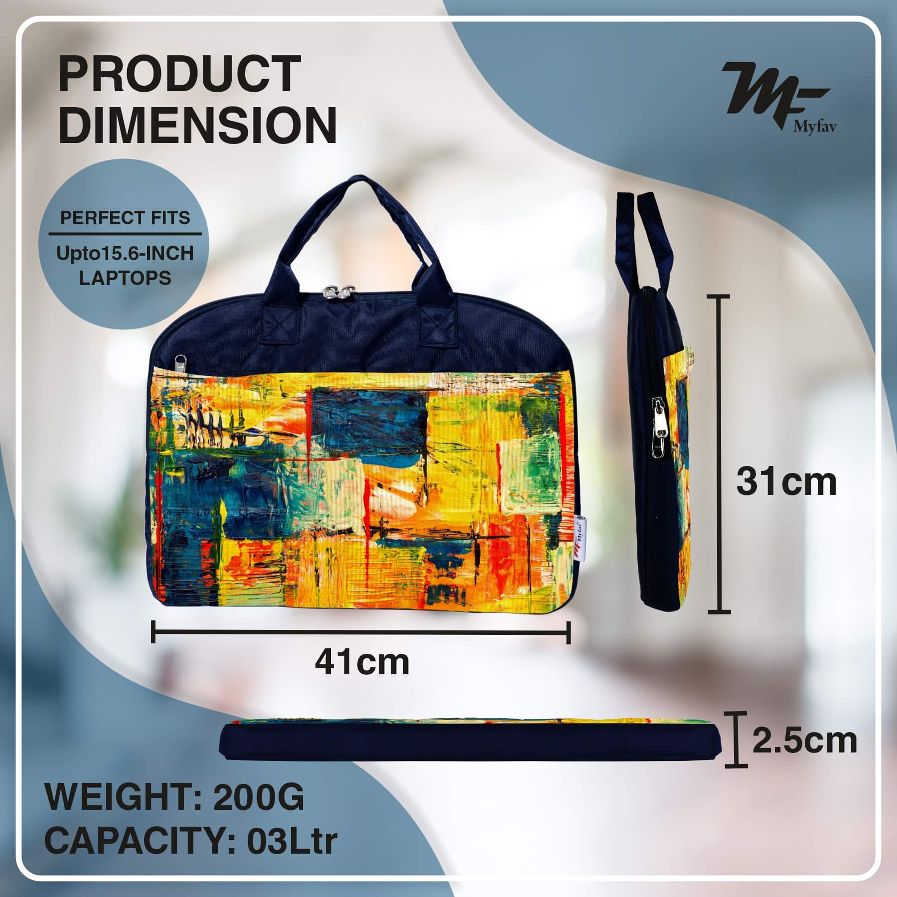 My Fav Modern Art Print Office Laptop Bag Briefcase 15.6 Inch for Women and Men
