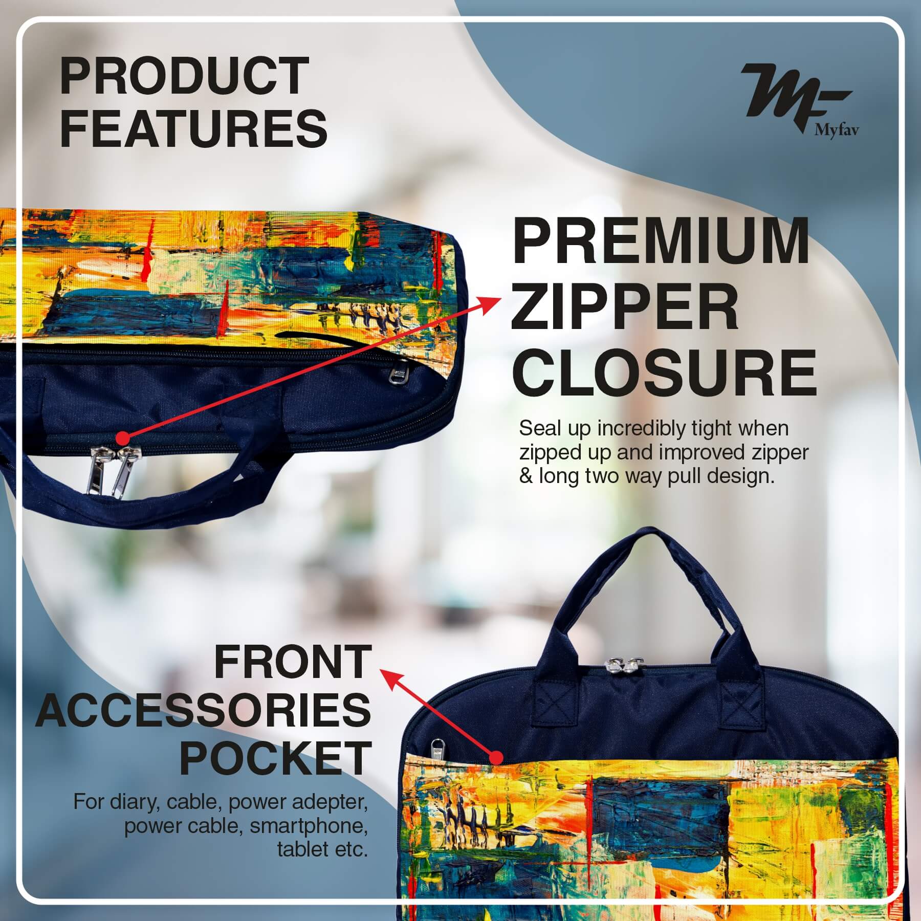 My Fav Modern Art Print Office Laptop Bag Briefcase 15.6 Inch for Women and Men