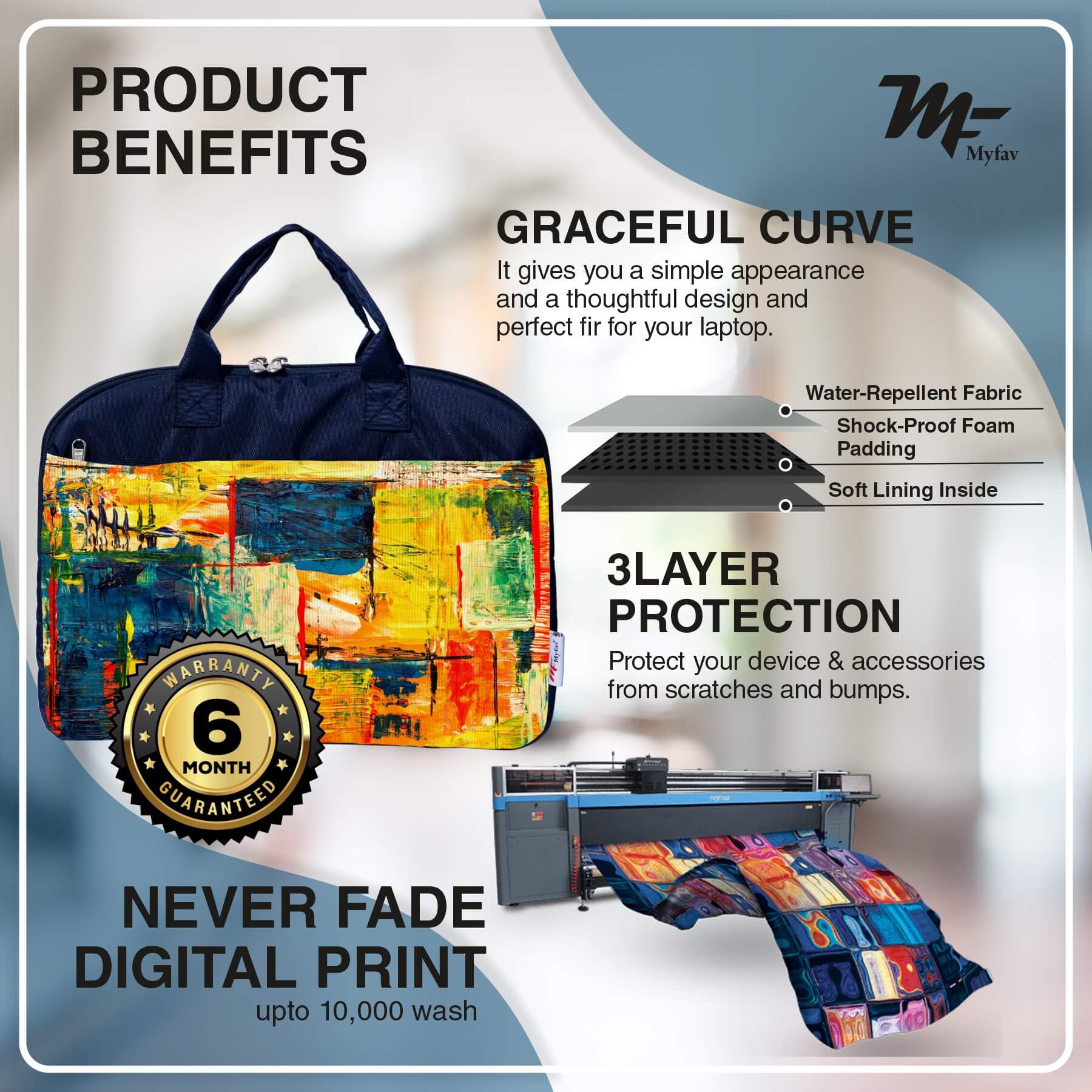 My Fav Modern Art Print Office Laptop Bag Briefcase 15.6 Inch for Women and Men