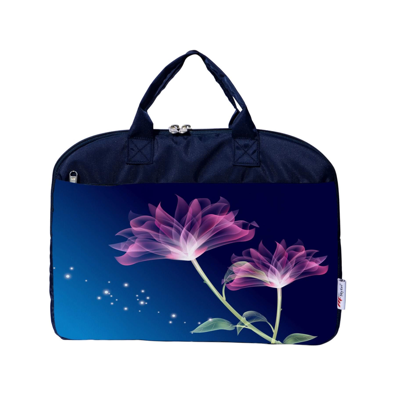 My Fav Blue Pink Flower Print Office Laptop Bag Briefcase 15.6 Inch for Women and Men