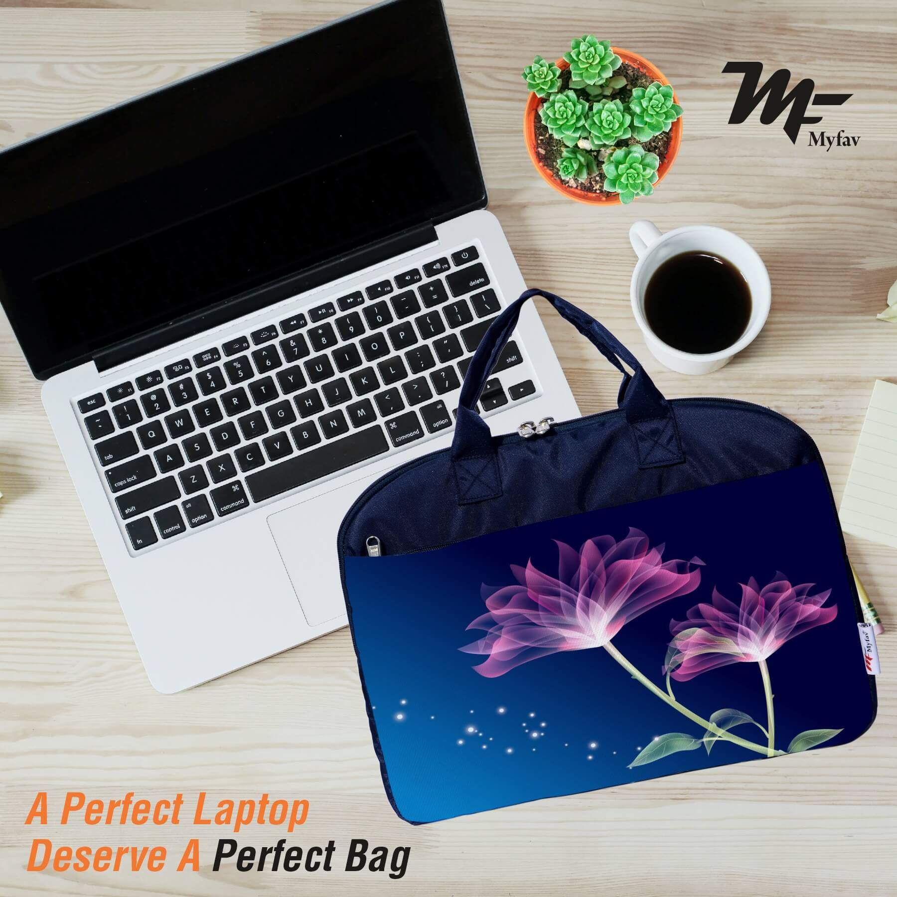 My Fav Blue Pink Flower Print Office Laptop Bag Briefcase 15.6 Inch for Women and Men
