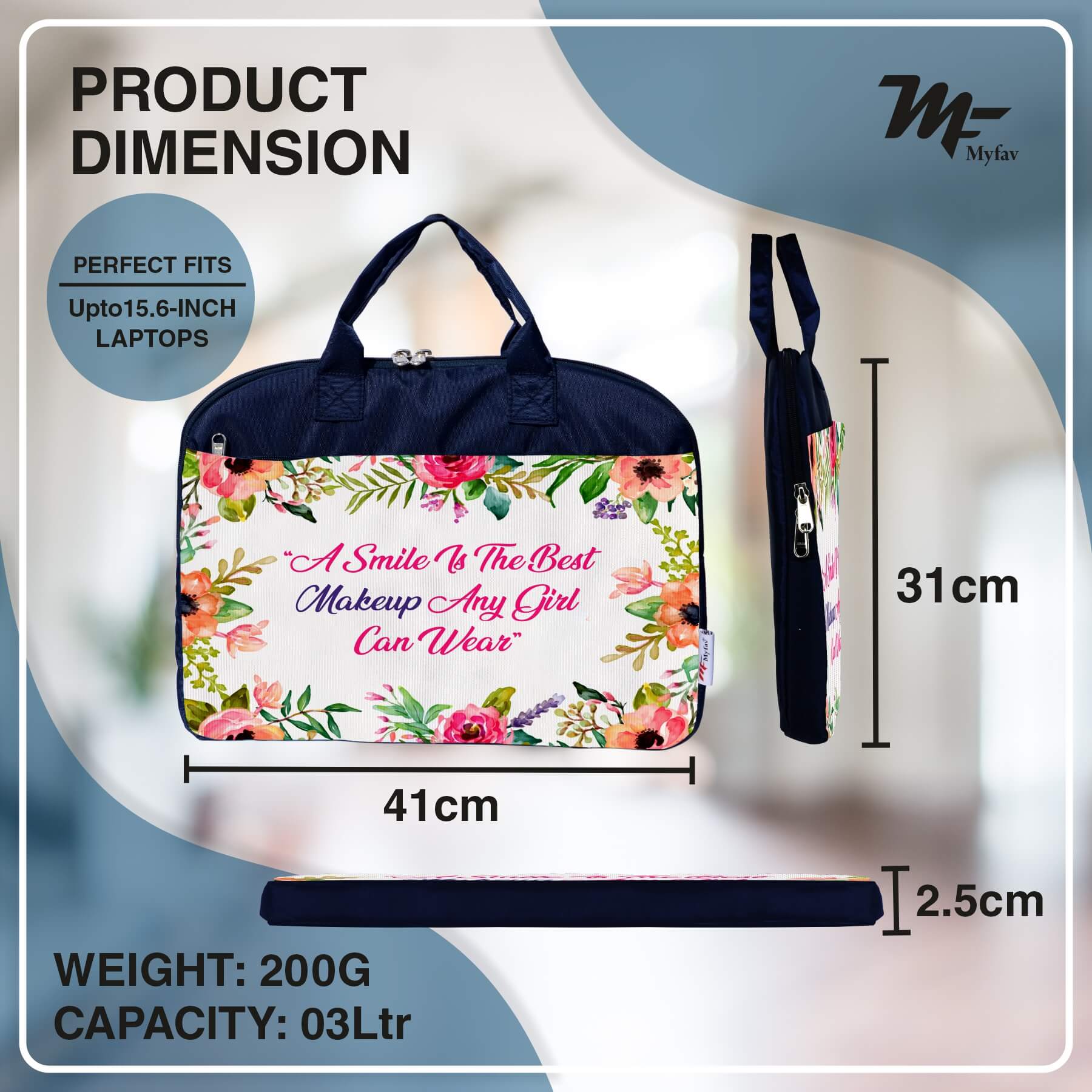 My Fav Girl Quote Office Laptop Bag Briefcase 15.6 Inch for Women and Men