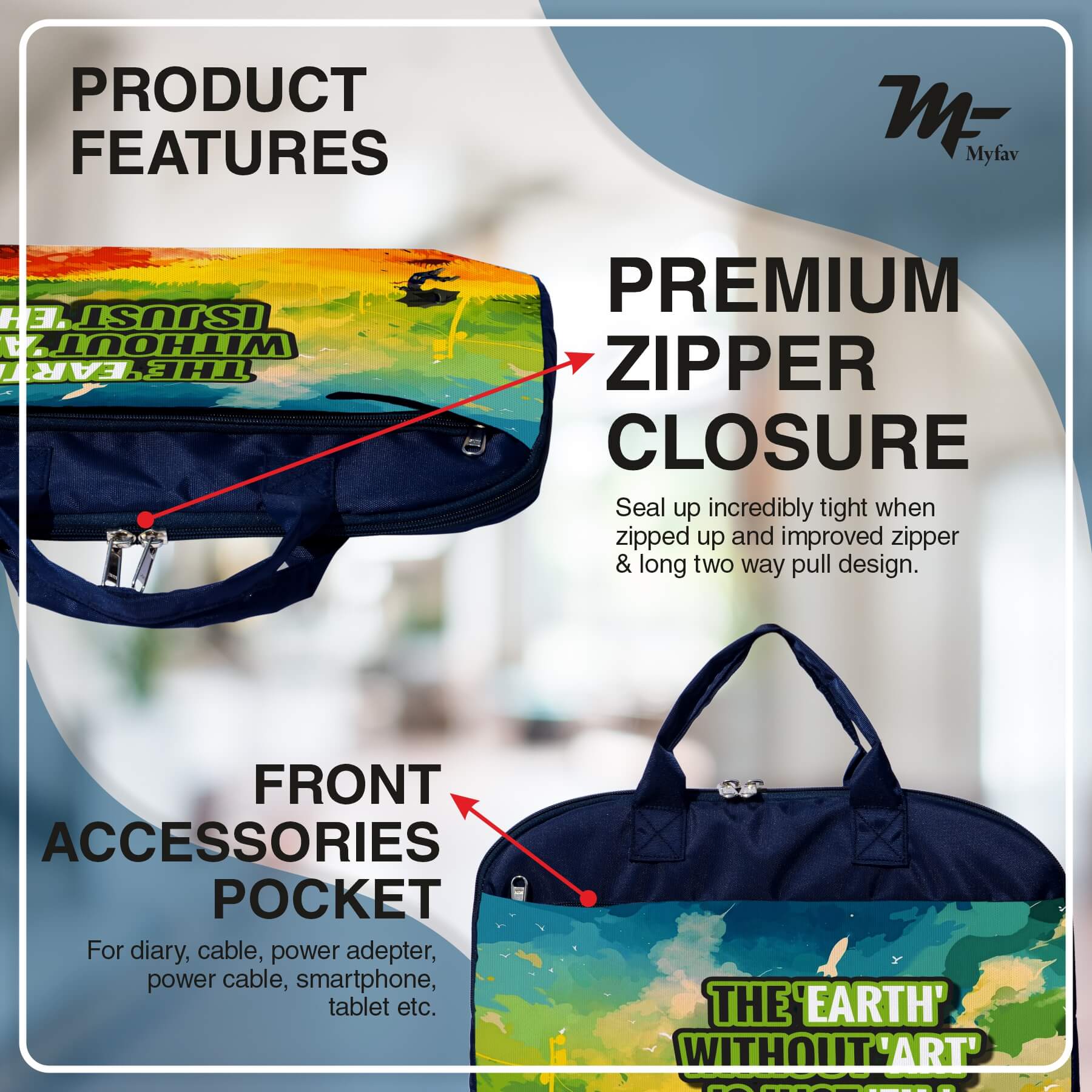 My Fav Art Print Office Laptop Bag Briefcase 15.6 Inch for Women and Men