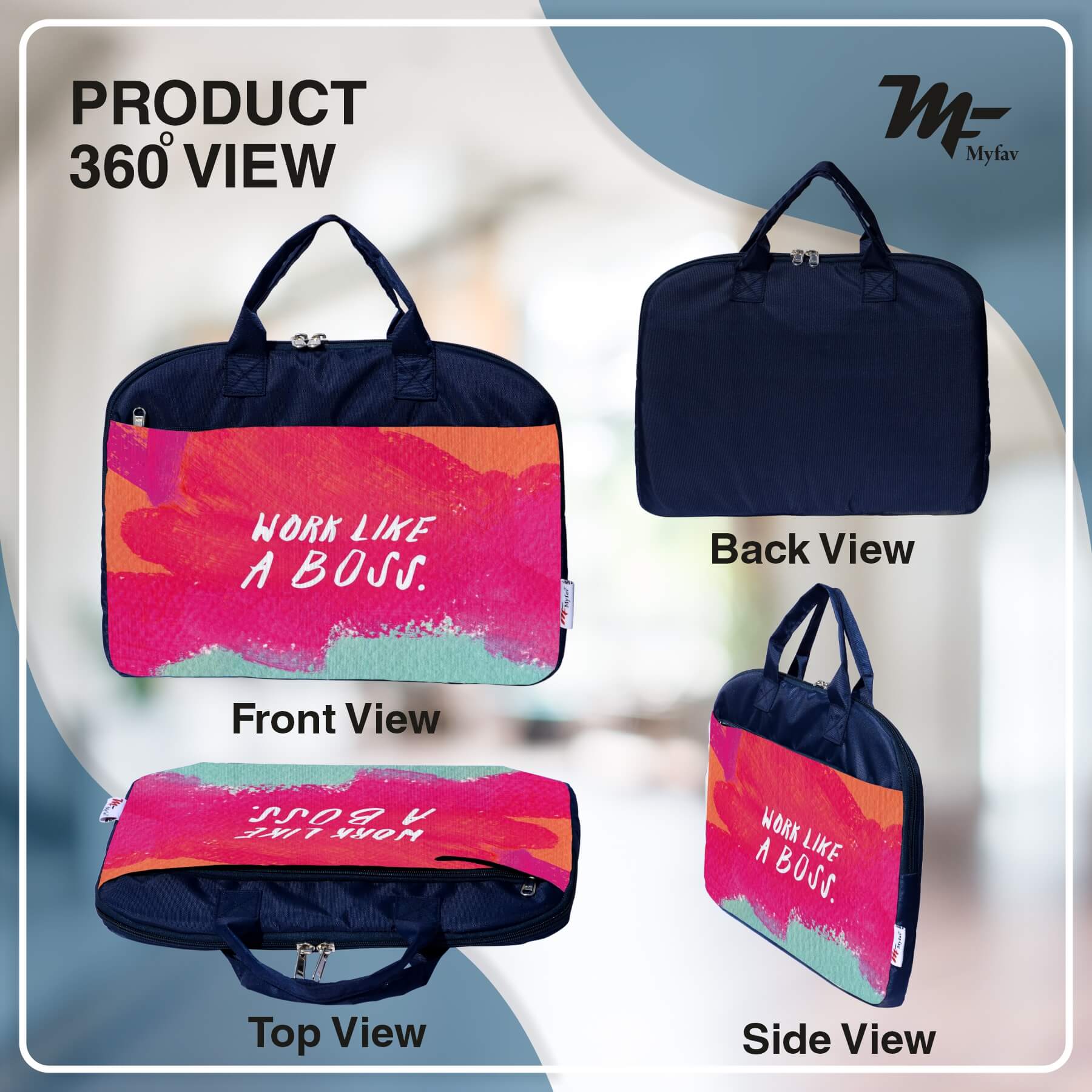 My Fav Work Like A Boss Print Office Laptop Bag Briefcase 15.6 Inch for Women and Men