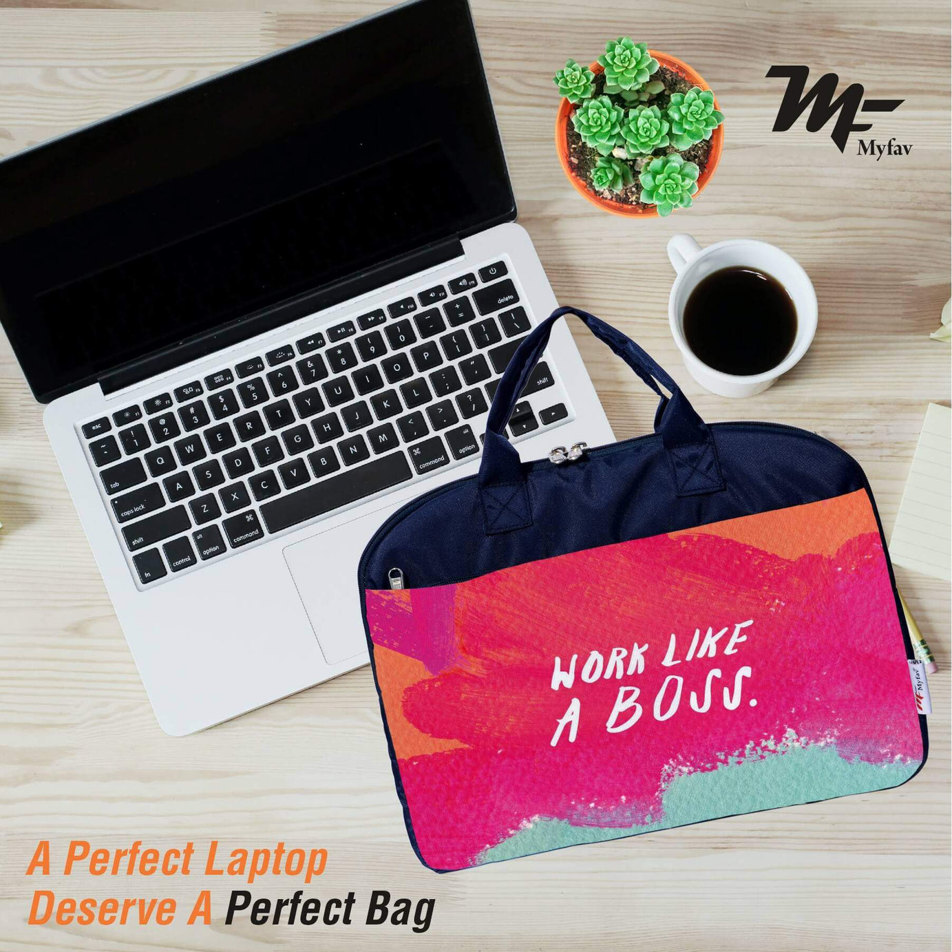 My Fav Work Like A Boss Print Office Laptop Bag Briefcase 15.6 Inch for Women and Men