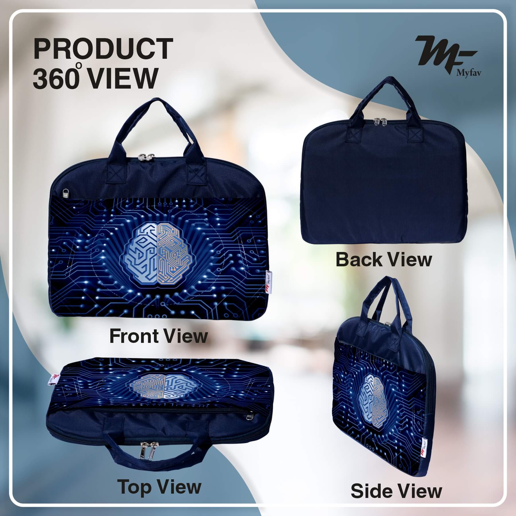 My Fav Digital Print Office Laptop Bag Briefcase 15.6 Inch for Women and Men