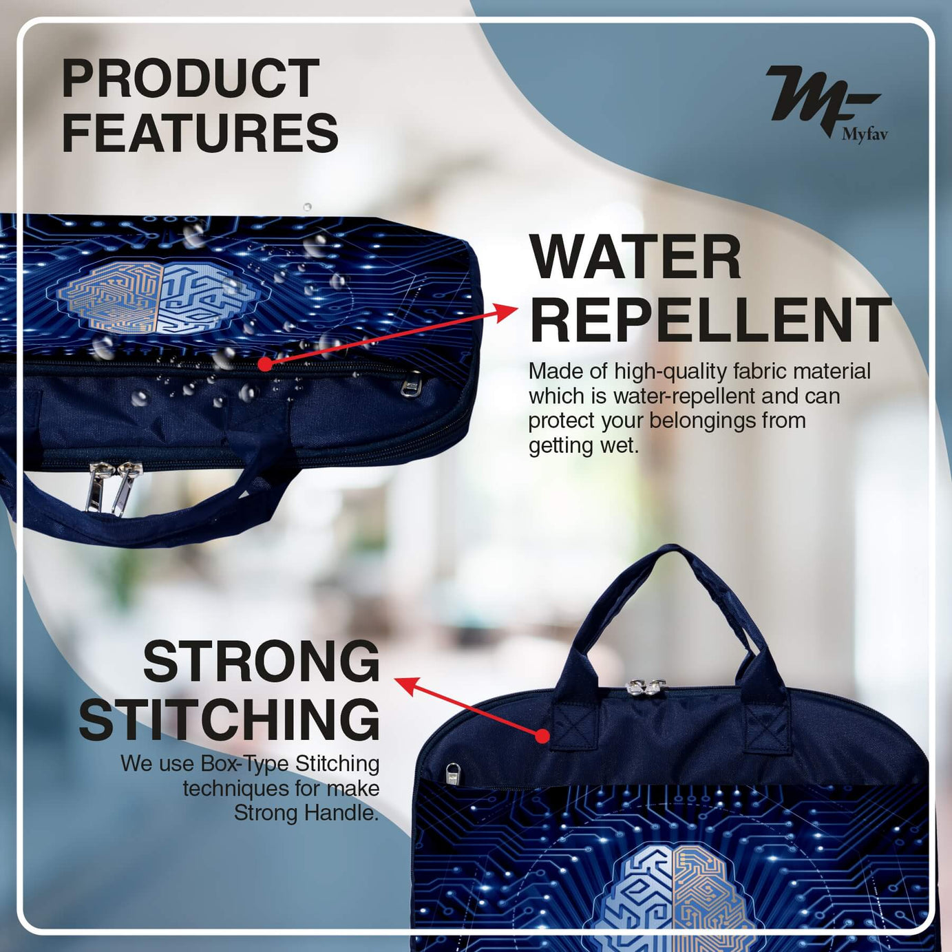 My Fav Digital Print Office Laptop Bag Briefcase 15.6 Inch for Women and Men