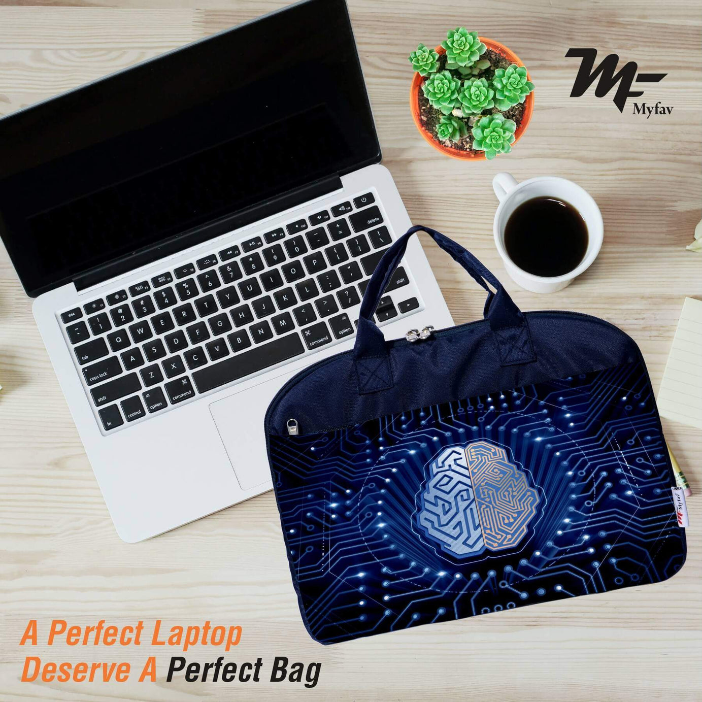 My Fav Digital Print Office Laptop Bag Briefcase 15.6 Inch for Women and Men