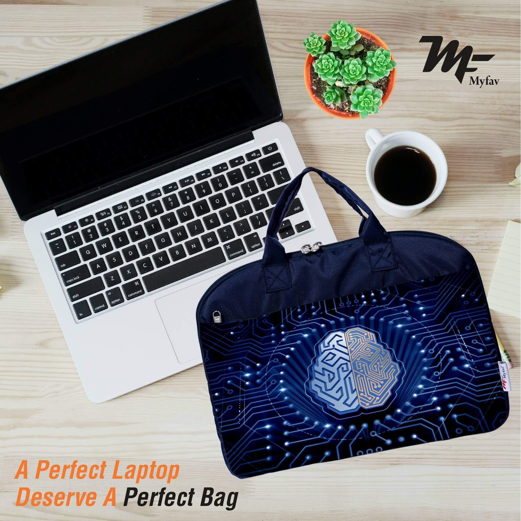My Fav Digital Print Office Laptop Bag Briefcase 15.6 Inch for Women and Men