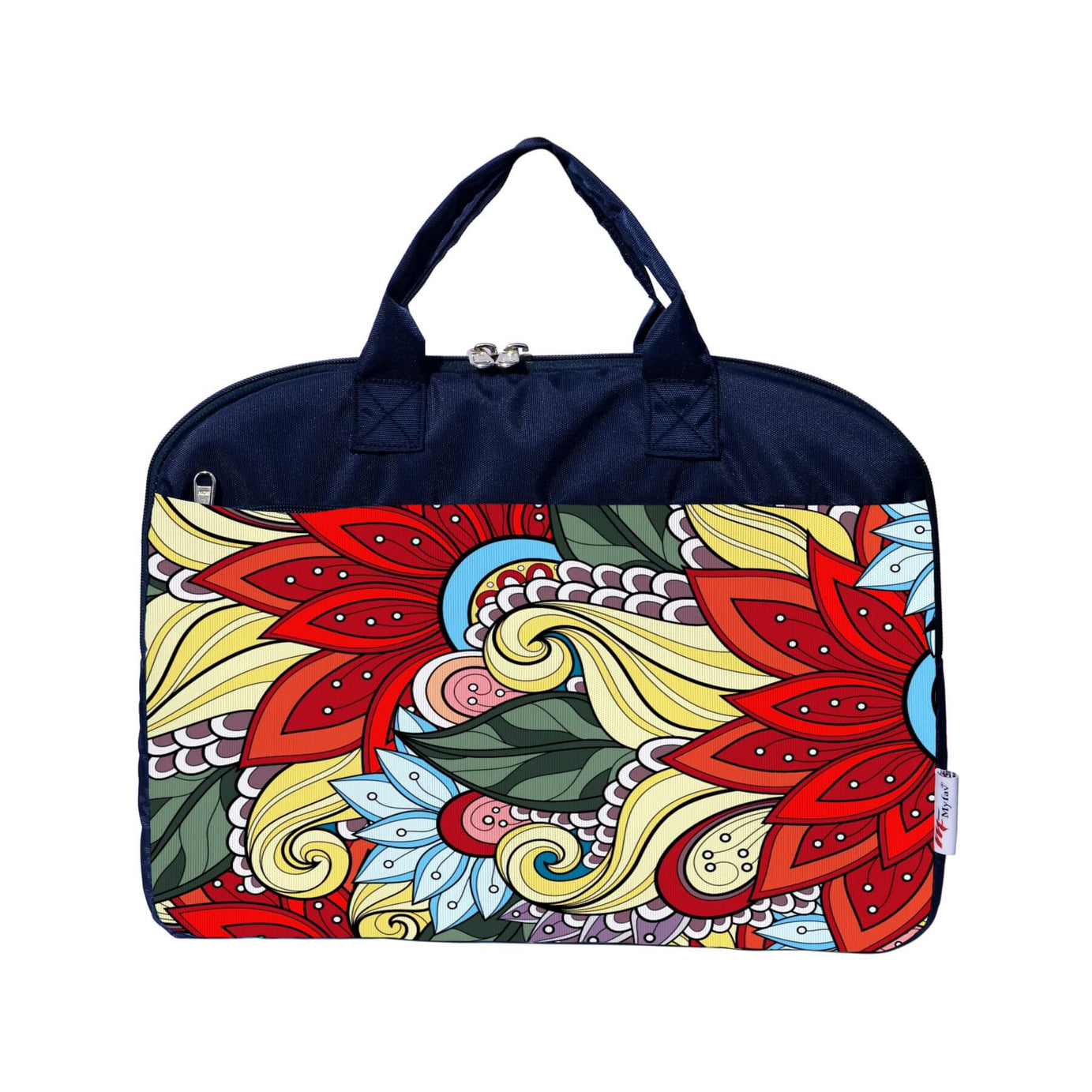 My Fav Multi Floral Printed Office Laptop Bag Briefcase 15.6 Inch for Women and Men