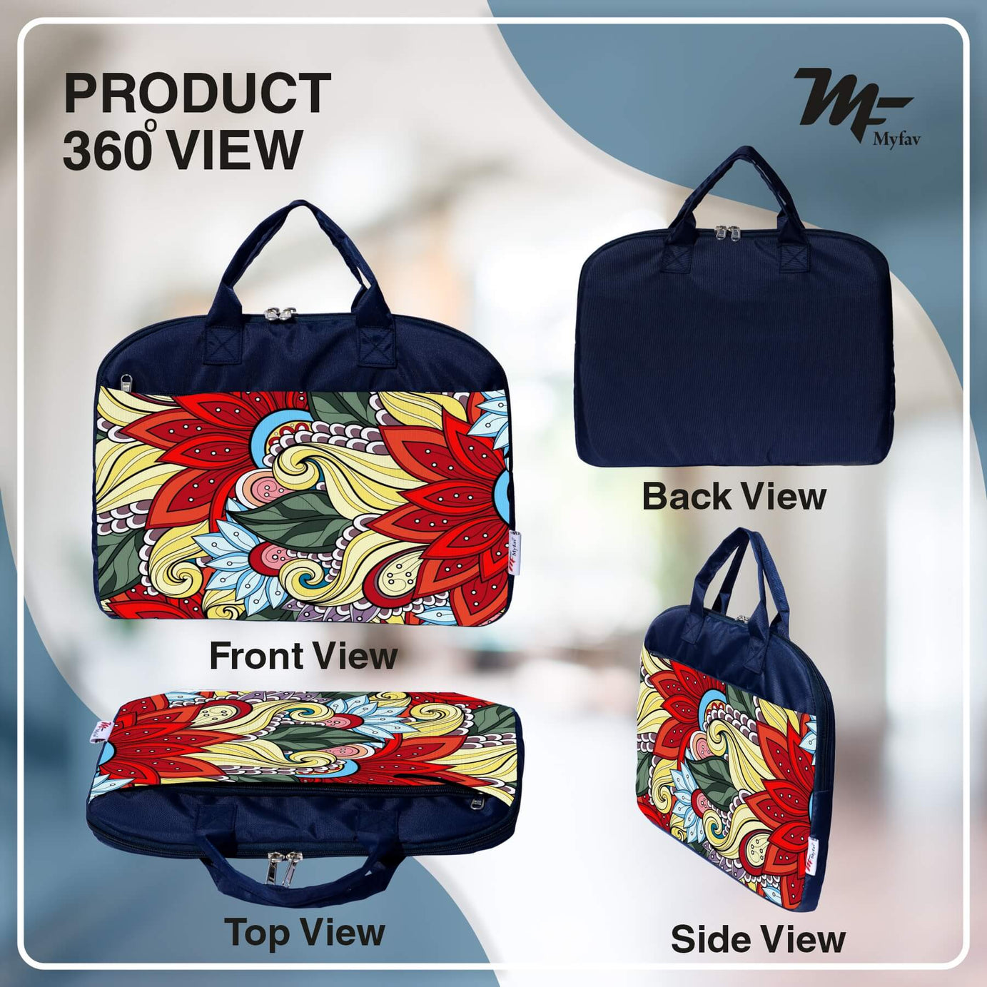 My Fav Multi Floral Printed Office Laptop Bag Briefcase 15.6 Inch for Women and Men