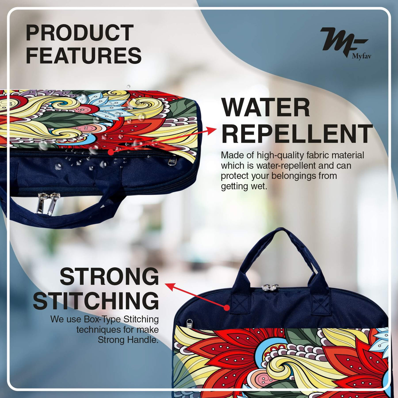 My Fav Multi Floral Printed Office Laptop Bag Briefcase 15.6 Inch for Women and Men