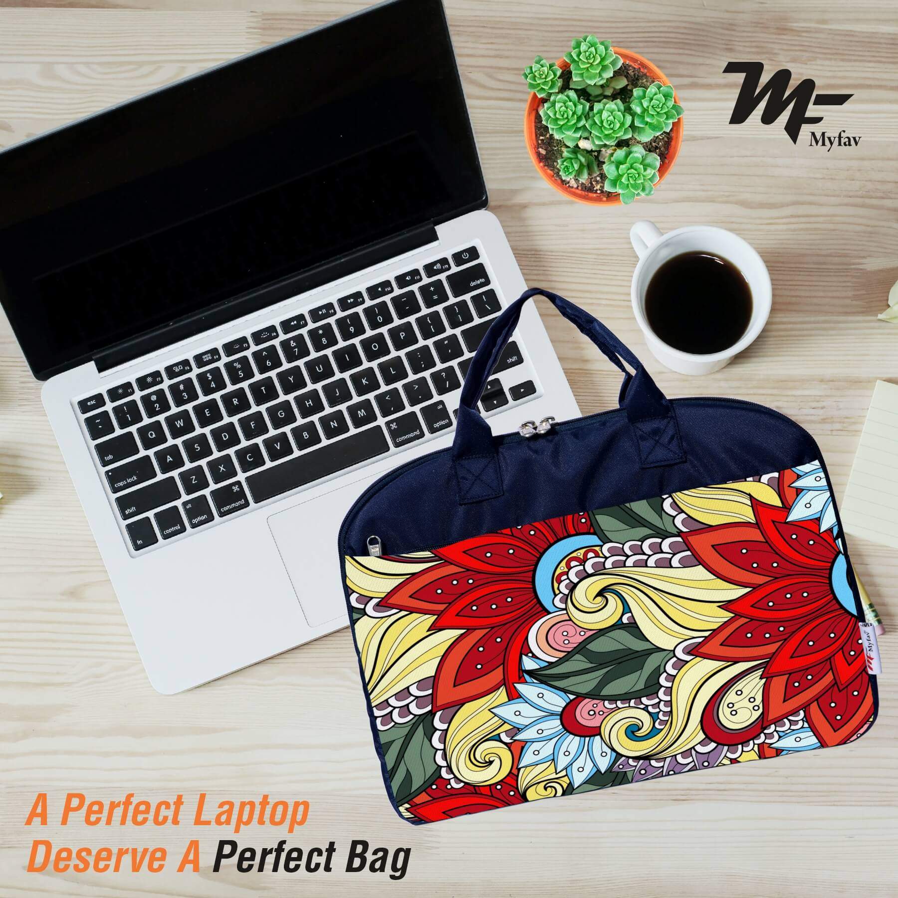 My Fav Multi Floral Printed Office Laptop Bag Briefcase 15.6 Inch for Women and Men