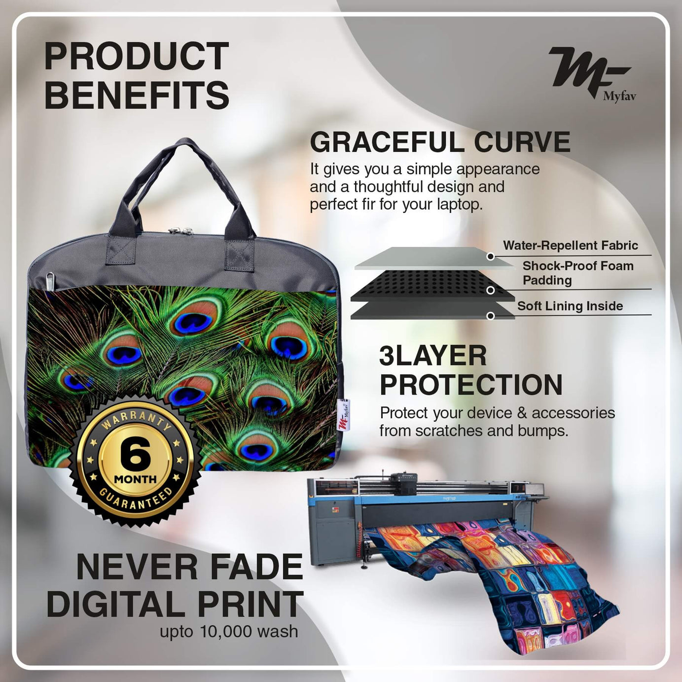 My Fav Peacock Feather Office Laptop Bag Briefcase 15.6 Inch for Women and Men