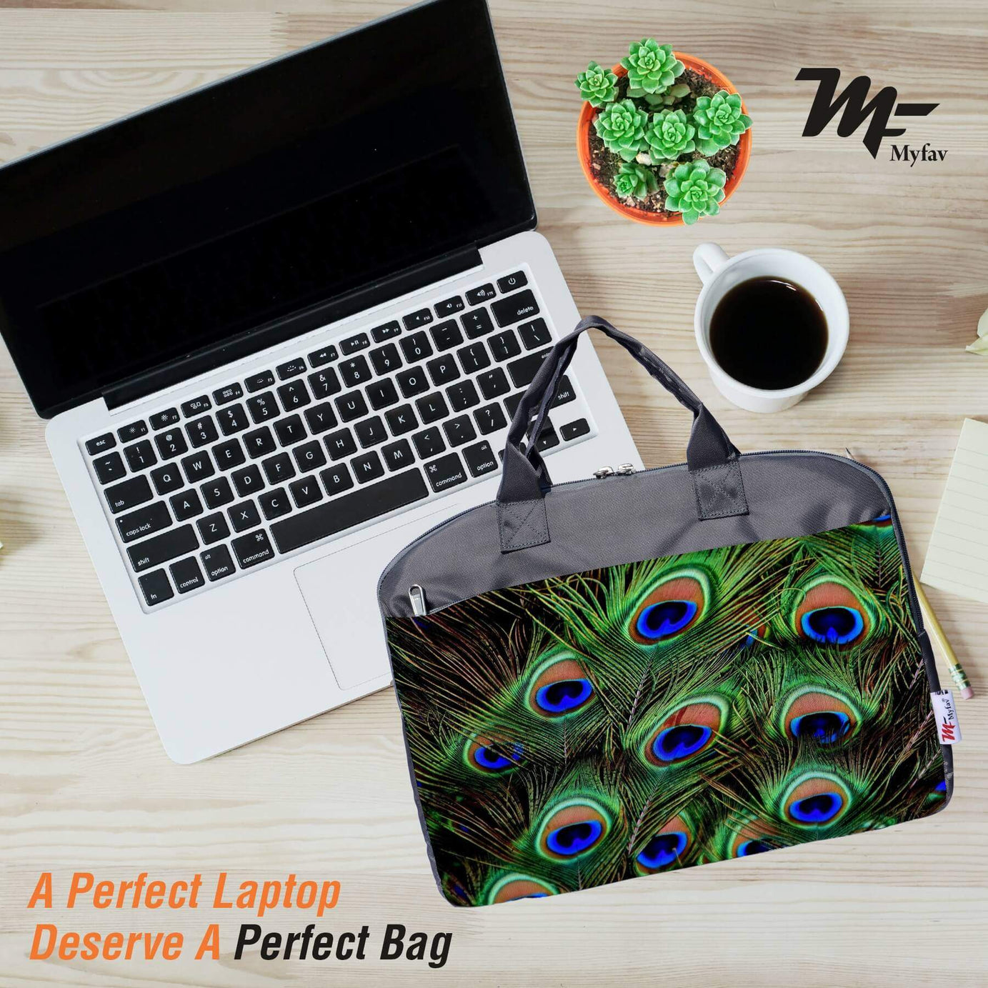 My Fav Peacock Feather Office Laptop Bag Briefcase 15.6 Inch for Women and Men