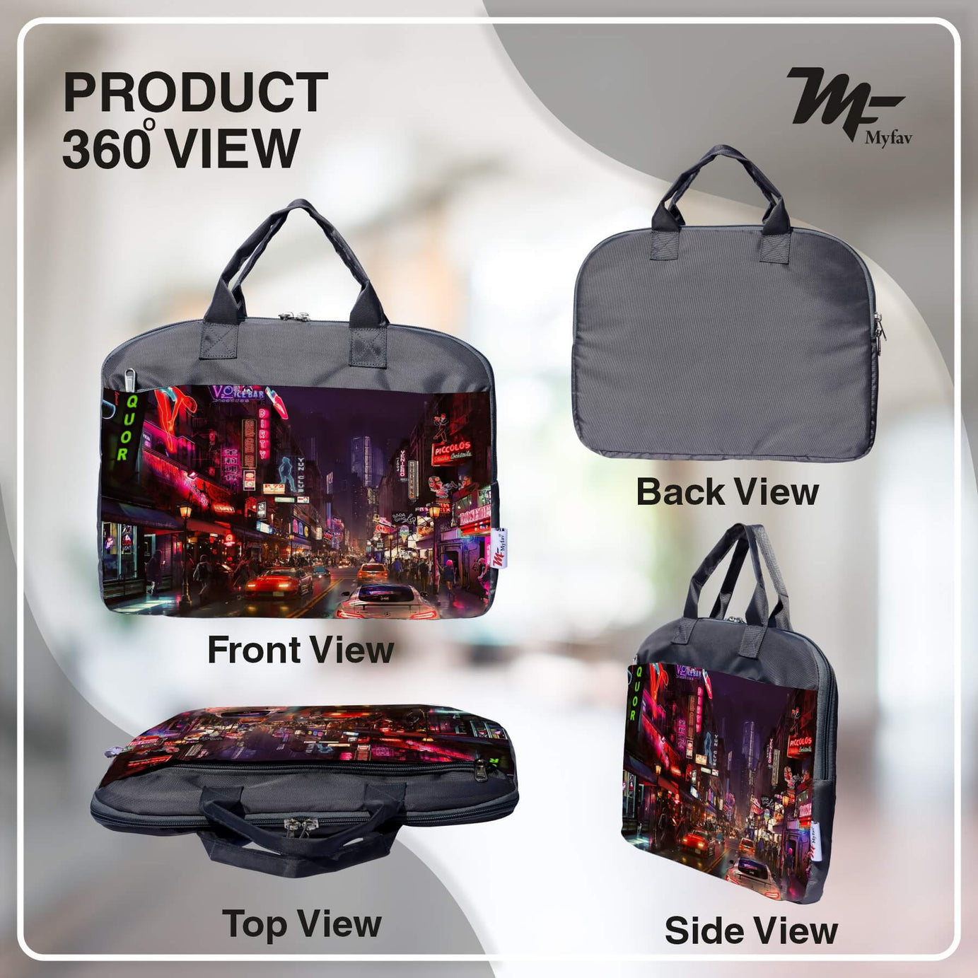 My Fav City Street Office Laptop Bag Briefcase 15.6 Inch for Women and Men