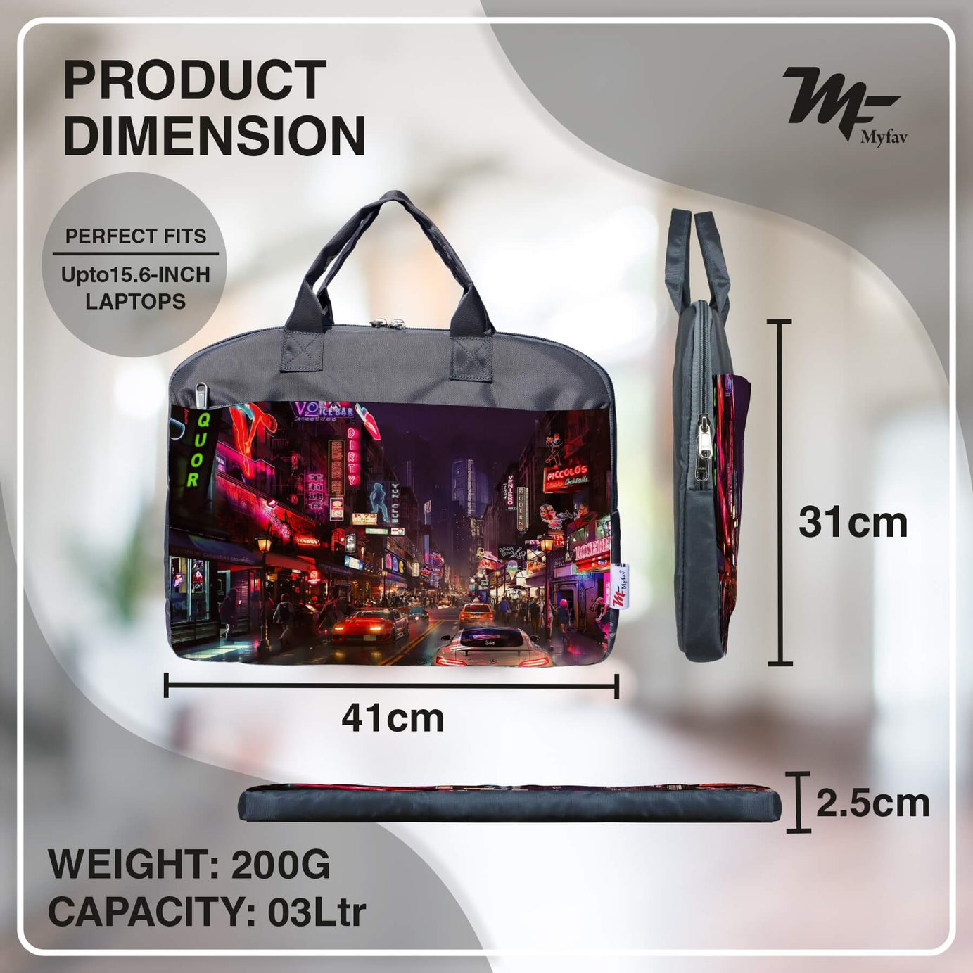 My Fav City Street Office Laptop Bag Briefcase 15.6 Inch for Women and Men