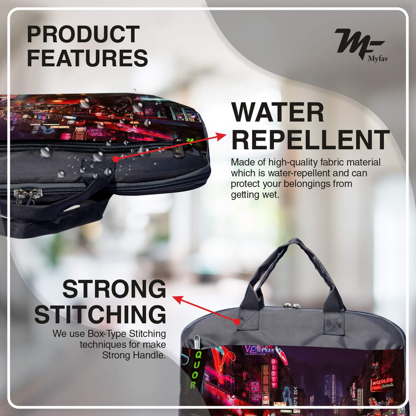 My Fav City Street Office Laptop Bag Briefcase 15.6 Inch for Women and Men