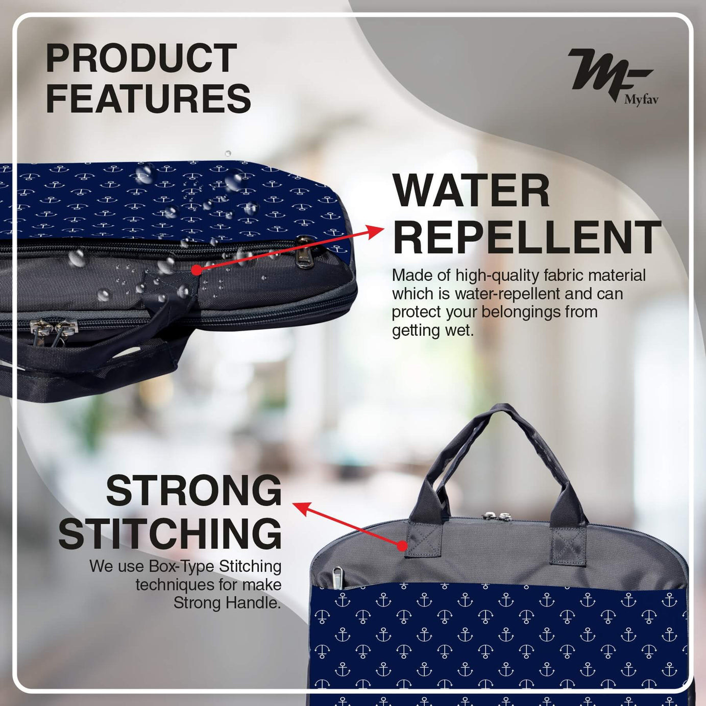 My Fav Printed Blue Office Laptop Bag Briefcase 15.6 Inch for Women and Men