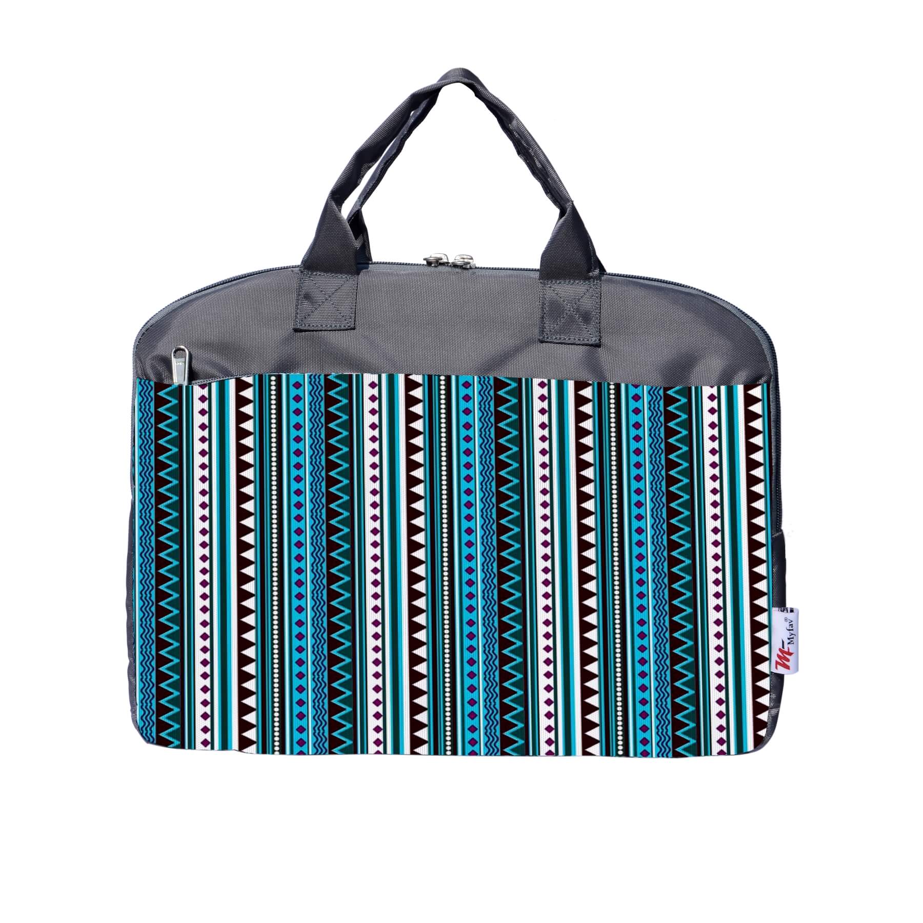 My Fav Multi Stripes Print Office Laptop Bag Briefcase 15.6 Inch for Women and Men