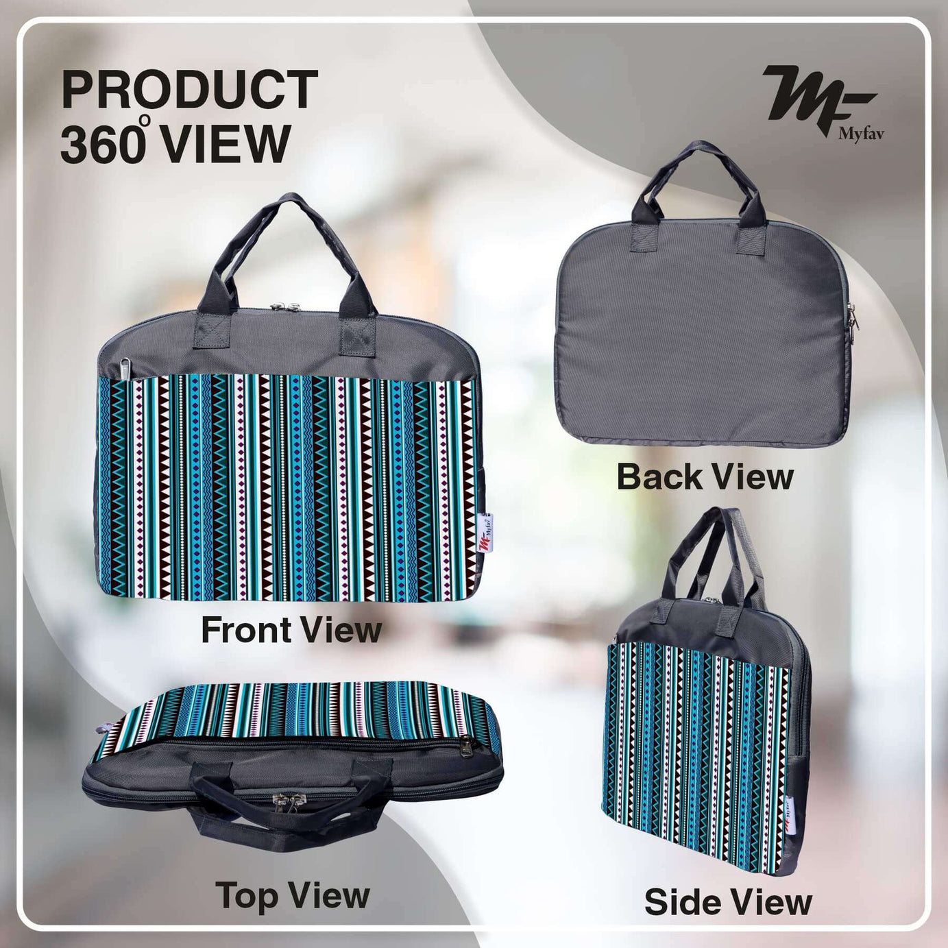 My Fav Multi Stripes Print Office Laptop Bag Briefcase 15.6 Inch for Women and Men