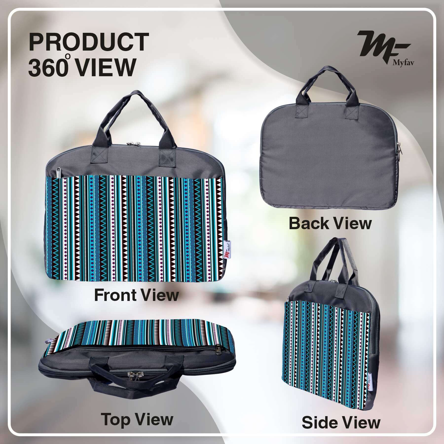 My Fav Multi Stripes Print Office Laptop Bag Briefcase 15.6 Inch for Women and Men