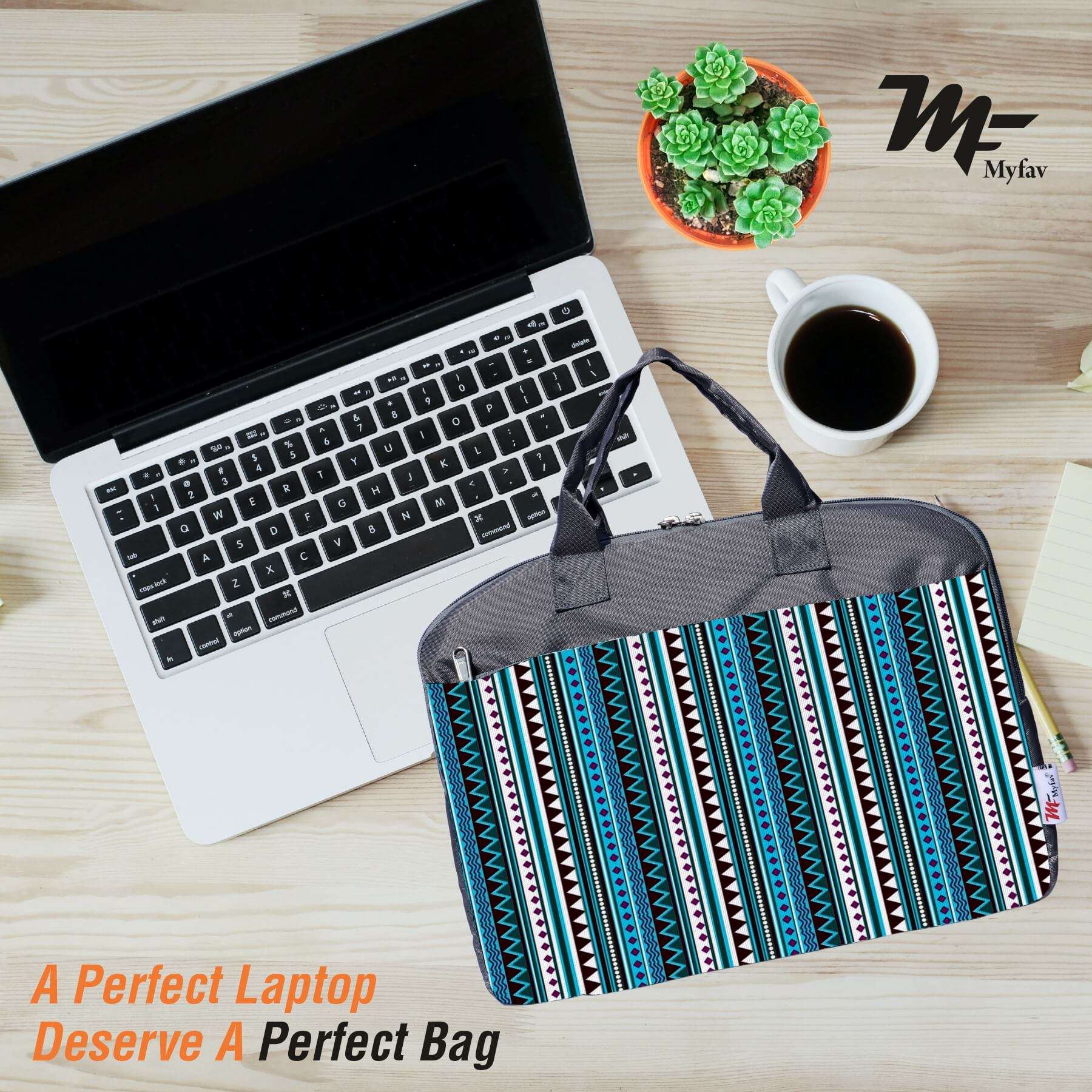 My Fav Multi Stripes Print Office Laptop Bag Briefcase 15.6 Inch for Women and Men