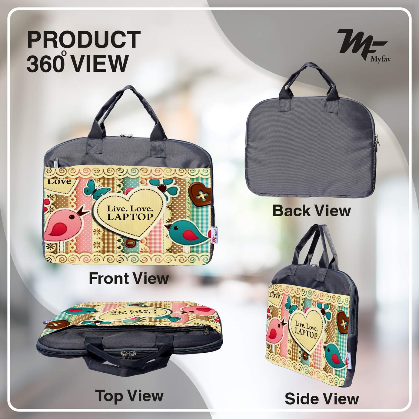 My Fav Live Love Laptop Print Office Laptop Bag Briefcase 15.6 Inch for Women and Men