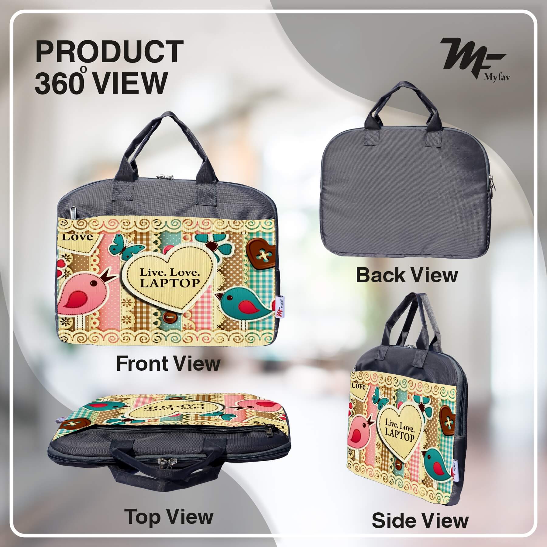 My Fav Live Love Laptop Print Office Laptop Bag Briefcase 15.6 Inch for Women and Men