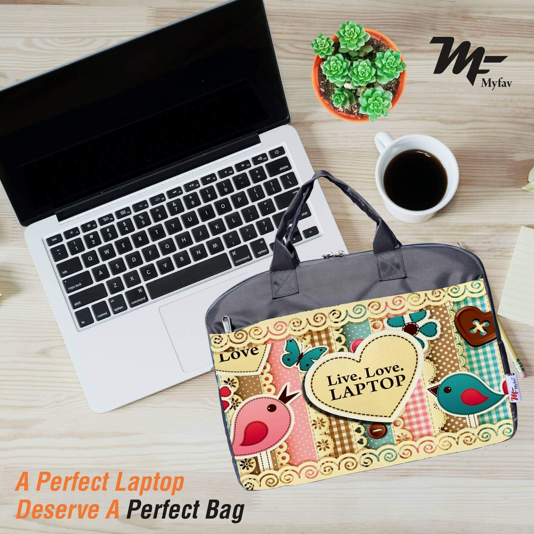 My Fav Live Love Laptop Print Office Laptop Bag Briefcase 15.6 Inch for Women and Men