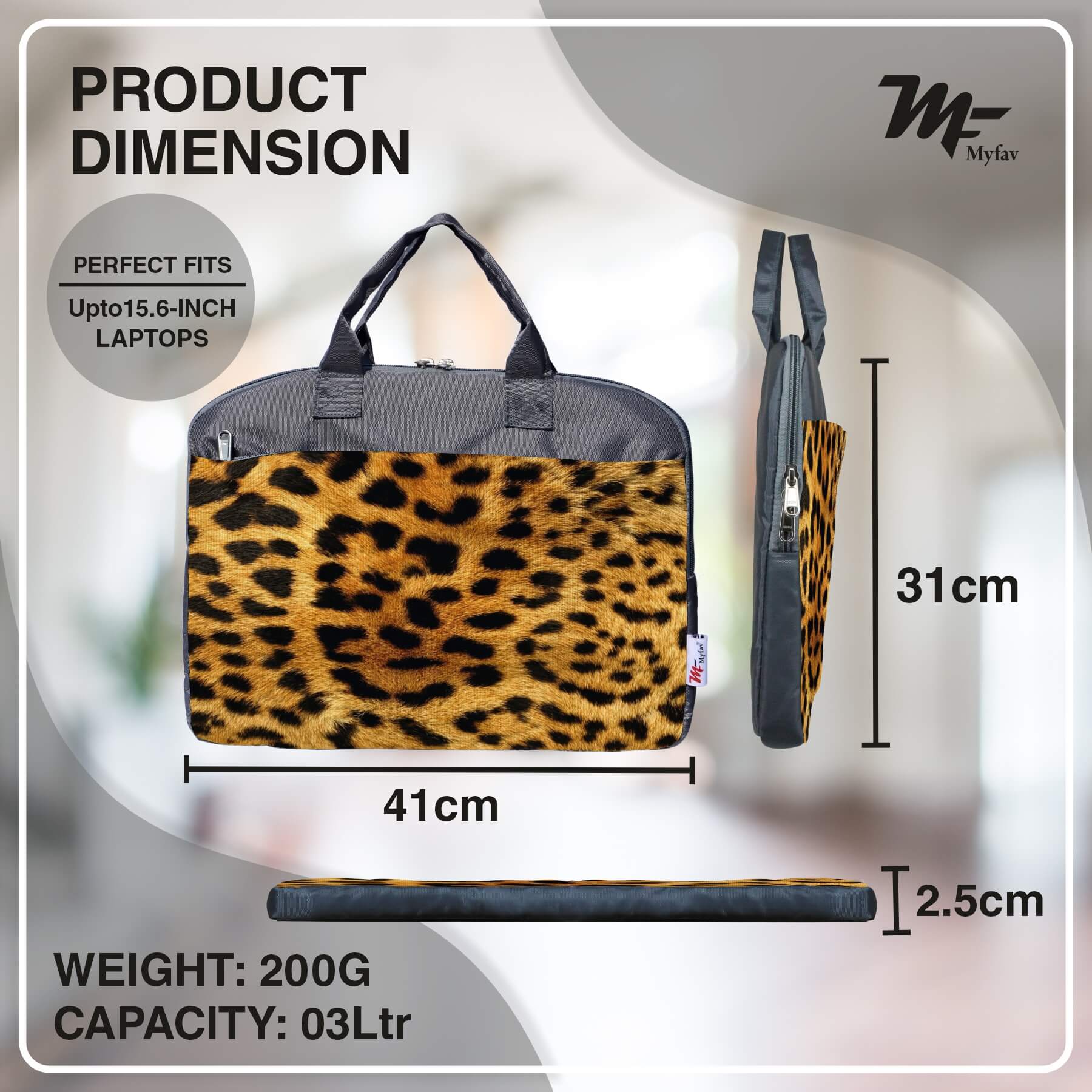 My Fav Tiger Print Office Laptop Bag Briefcase 15.6 Inch for Women and Men