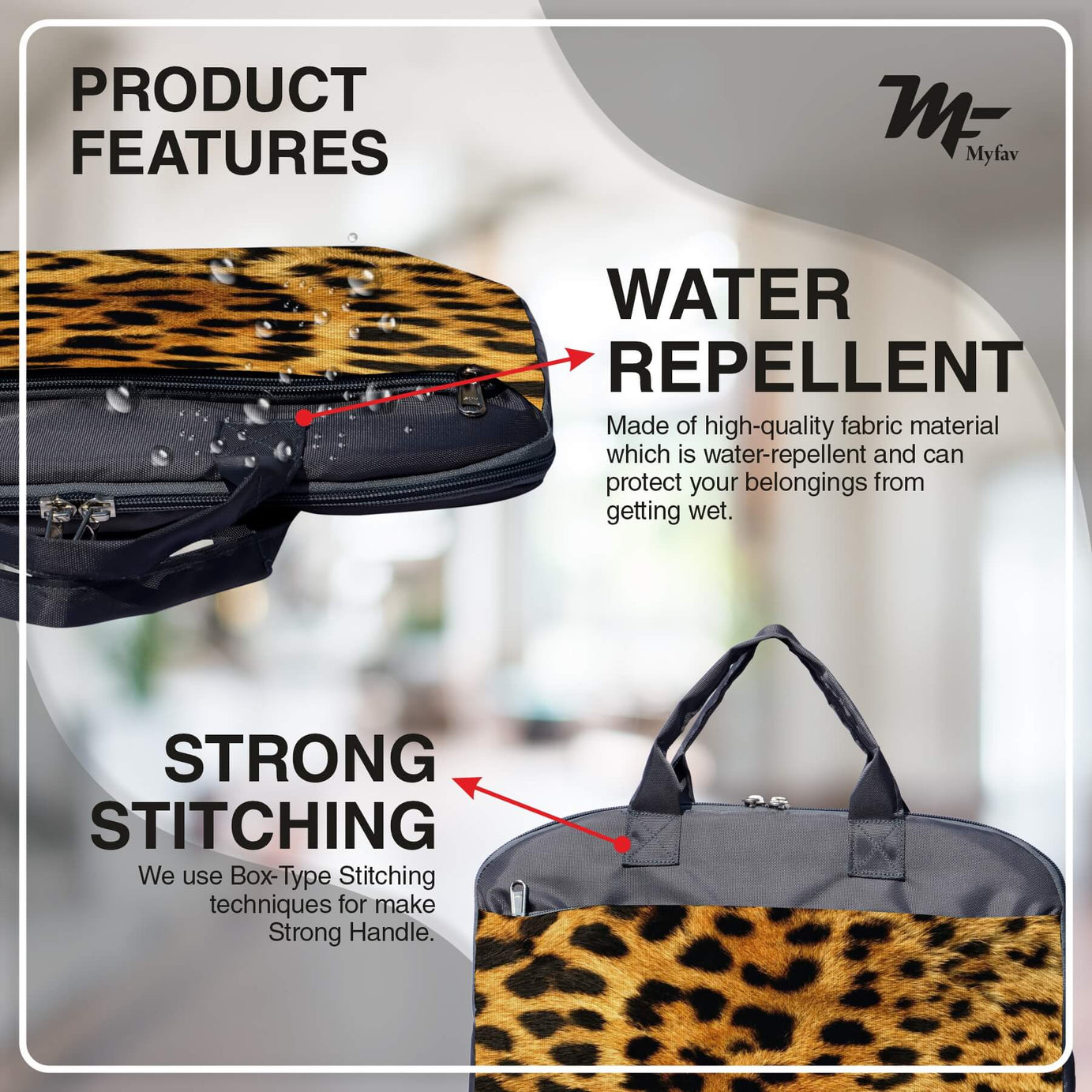 My Fav Tiger Print Office Laptop Bag Briefcase 15.6 Inch for Women and Men