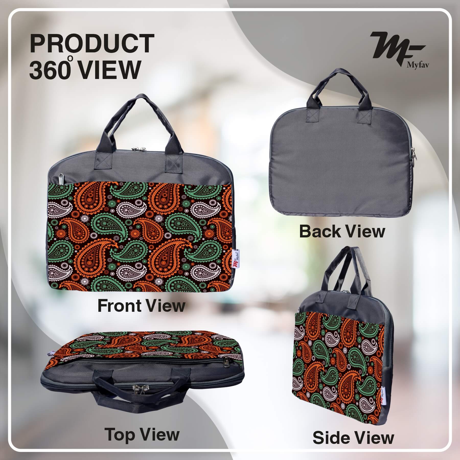 My Fav Ambi Print Office Laptop Bag Briefcase 15.6 Inch for Women and Men