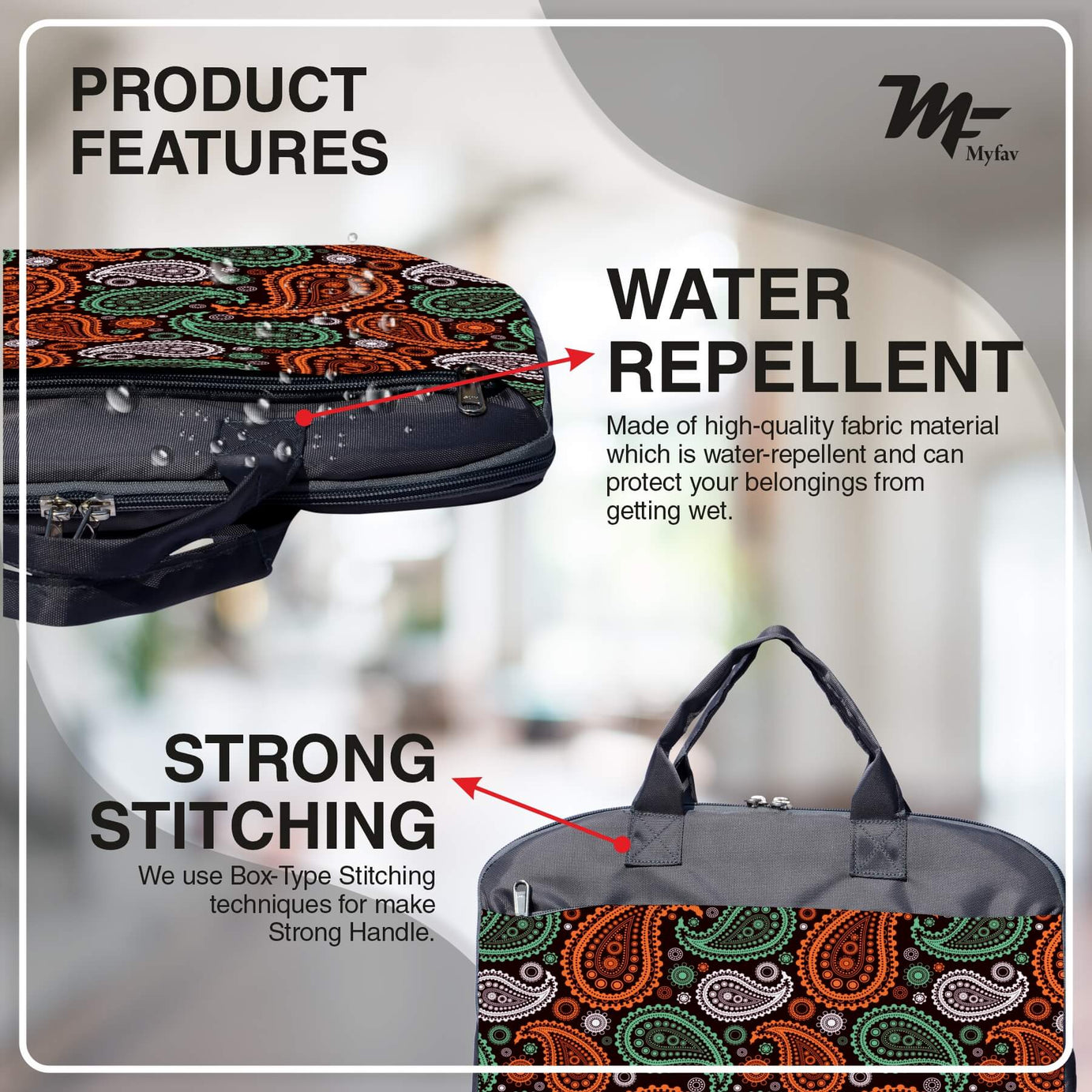 My Fav Ambi Print Office Laptop Bag Briefcase 15.6 Inch for Women and Men