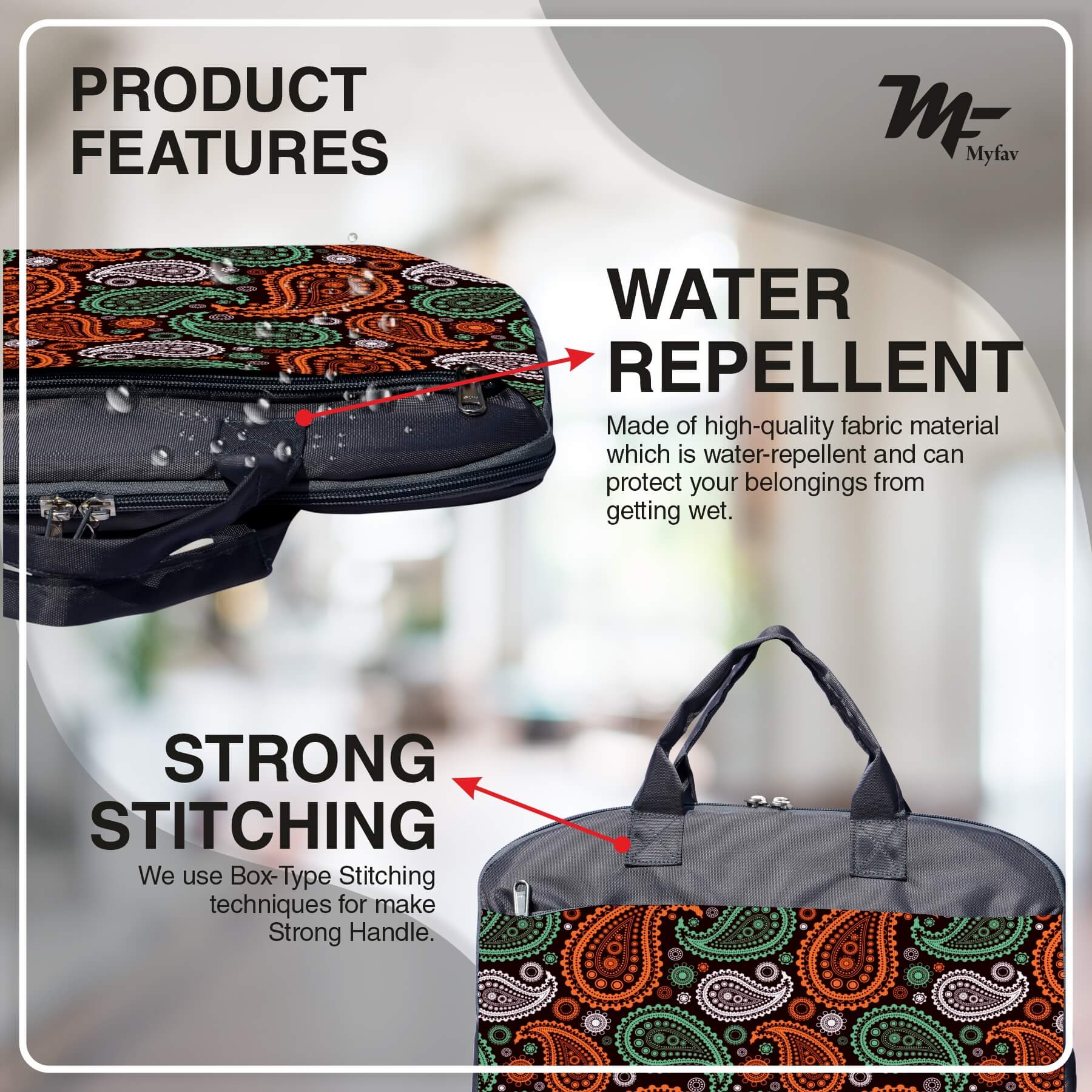 My Fav Ambi Print Office Laptop Bag Briefcase 15.6 Inch for Women and Men