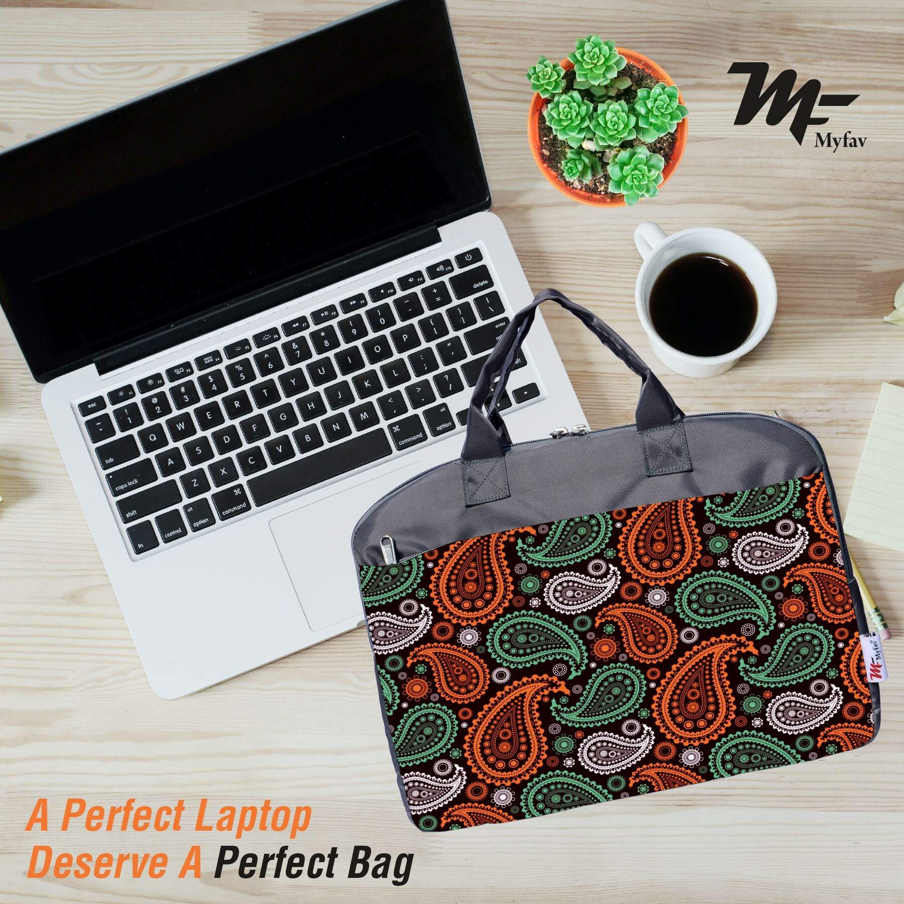 My Fav Ambi Print Office Laptop Bag Briefcase 15.6 Inch for Women and Men