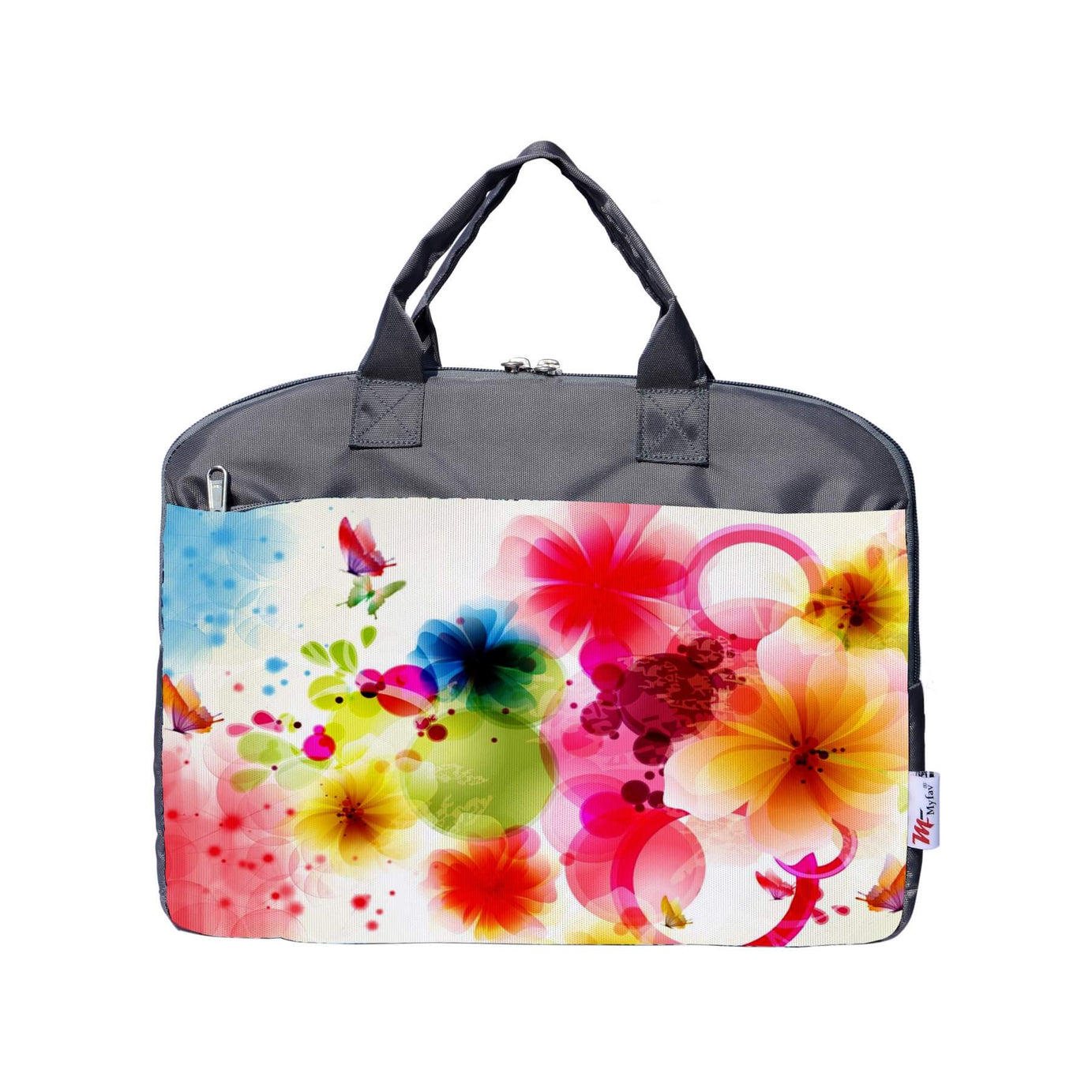 My Fav Bright Floral Print Office Laptop Bag Briefcase 15.6 Inch for Women and Men