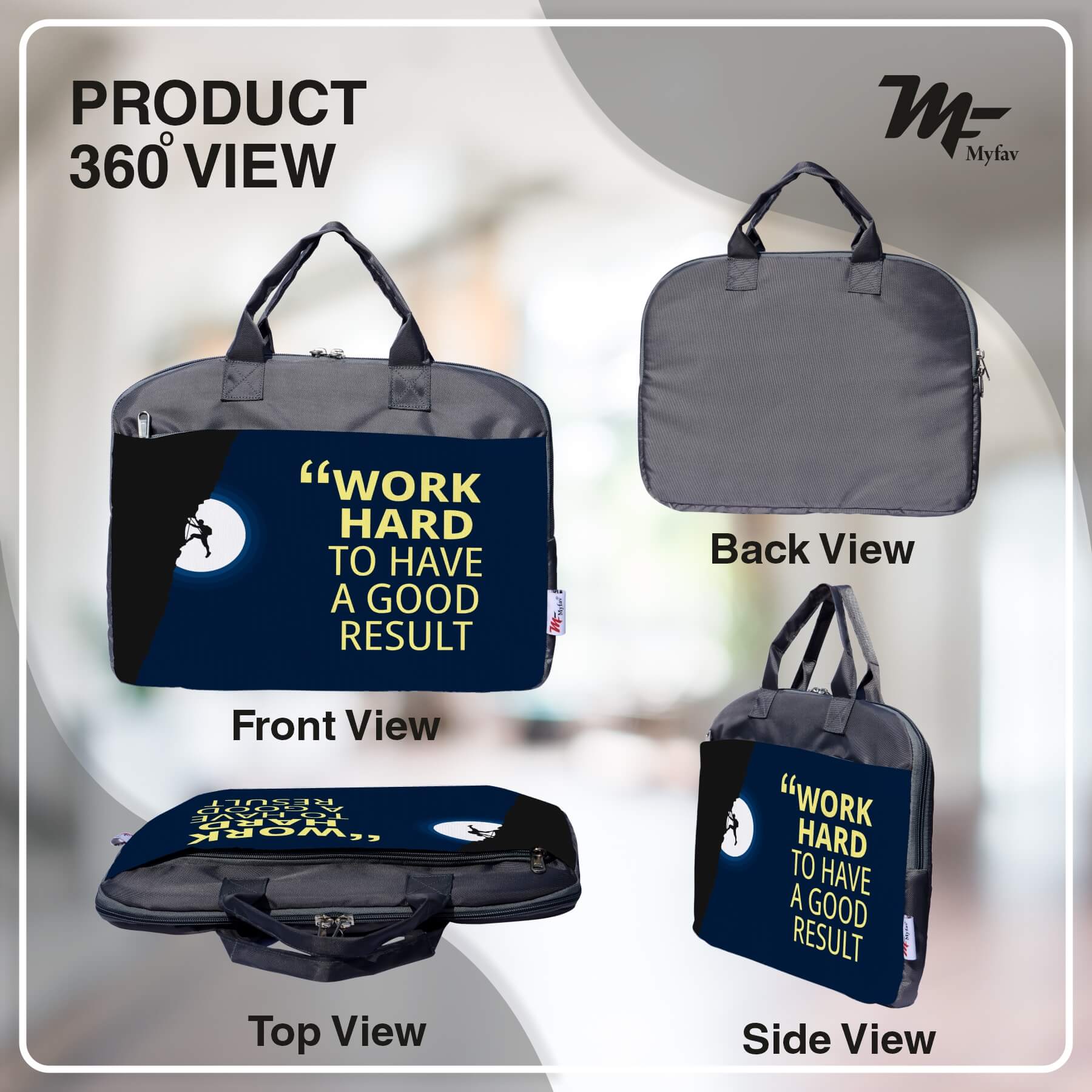 My Fav Mountaineer Motivational Quote Print Office Laptop Bag Briefcase 15.6 Inch for Women and Men