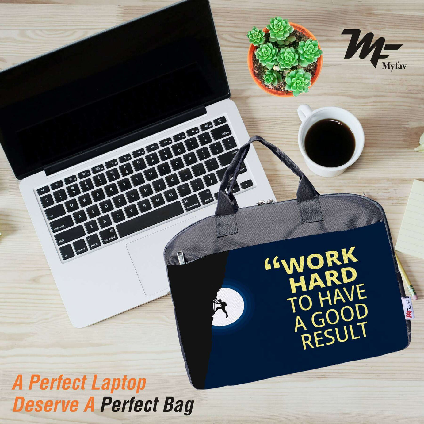 My Fav Mountaineer Motivational Quote Print Office Laptop Bag Briefcase 15.6 Inch for Women and Men