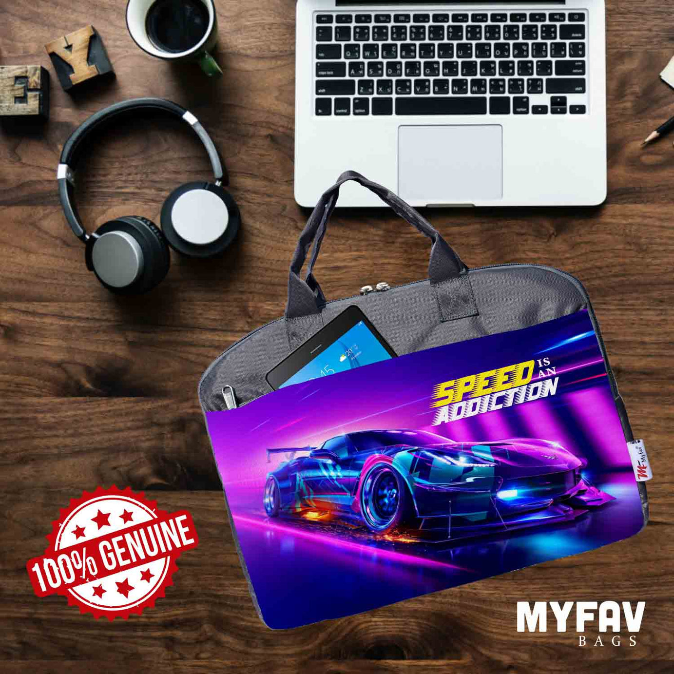 My Fav Car Print Office Laptop Bag Briefcase 15.6 Inch for Women and Men