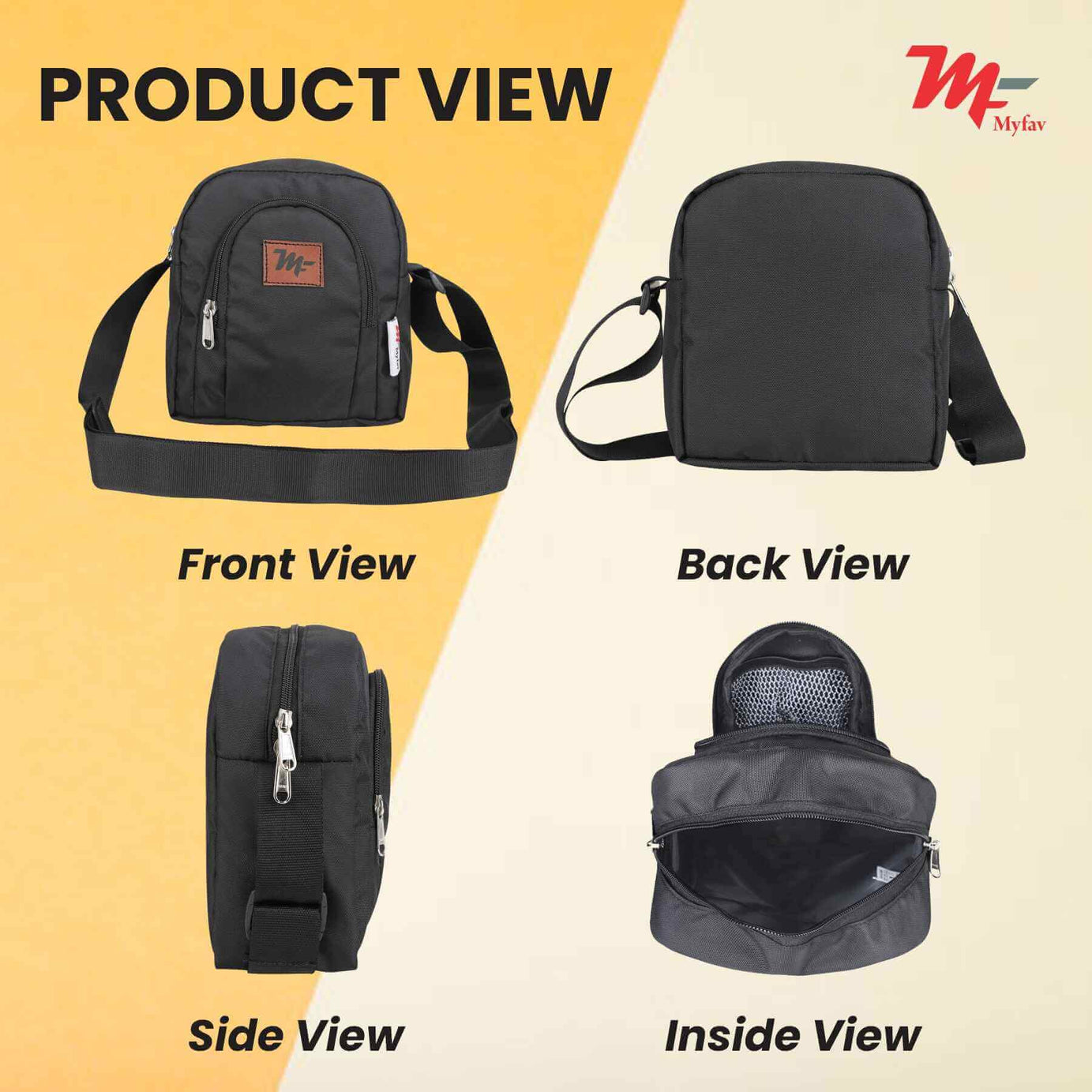 MY FAV Messenger Bag for Men Women, Water Resistance Heavy Duty Multi-Compartment Zipper Closure Office, Sling Bag for Boys Girls