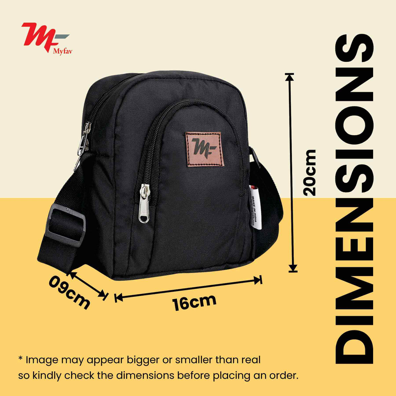 MY FAV Messenger Bag for Men Women, Water Resistance Heavy Duty Multi-Compartment Zipper Closure Office, Sling Bag for Boys Girls
